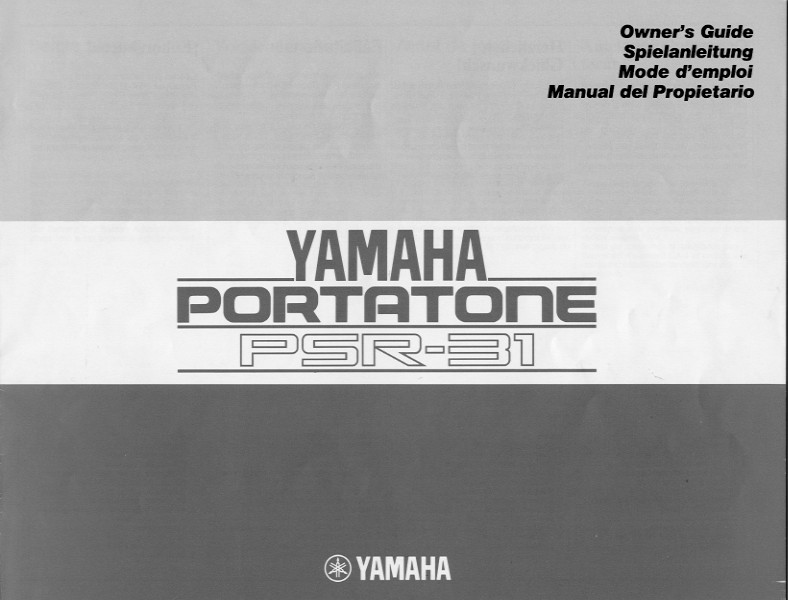 Yamaha PSR-31 Instruction Manual: 20 Pages & Protective Covers!