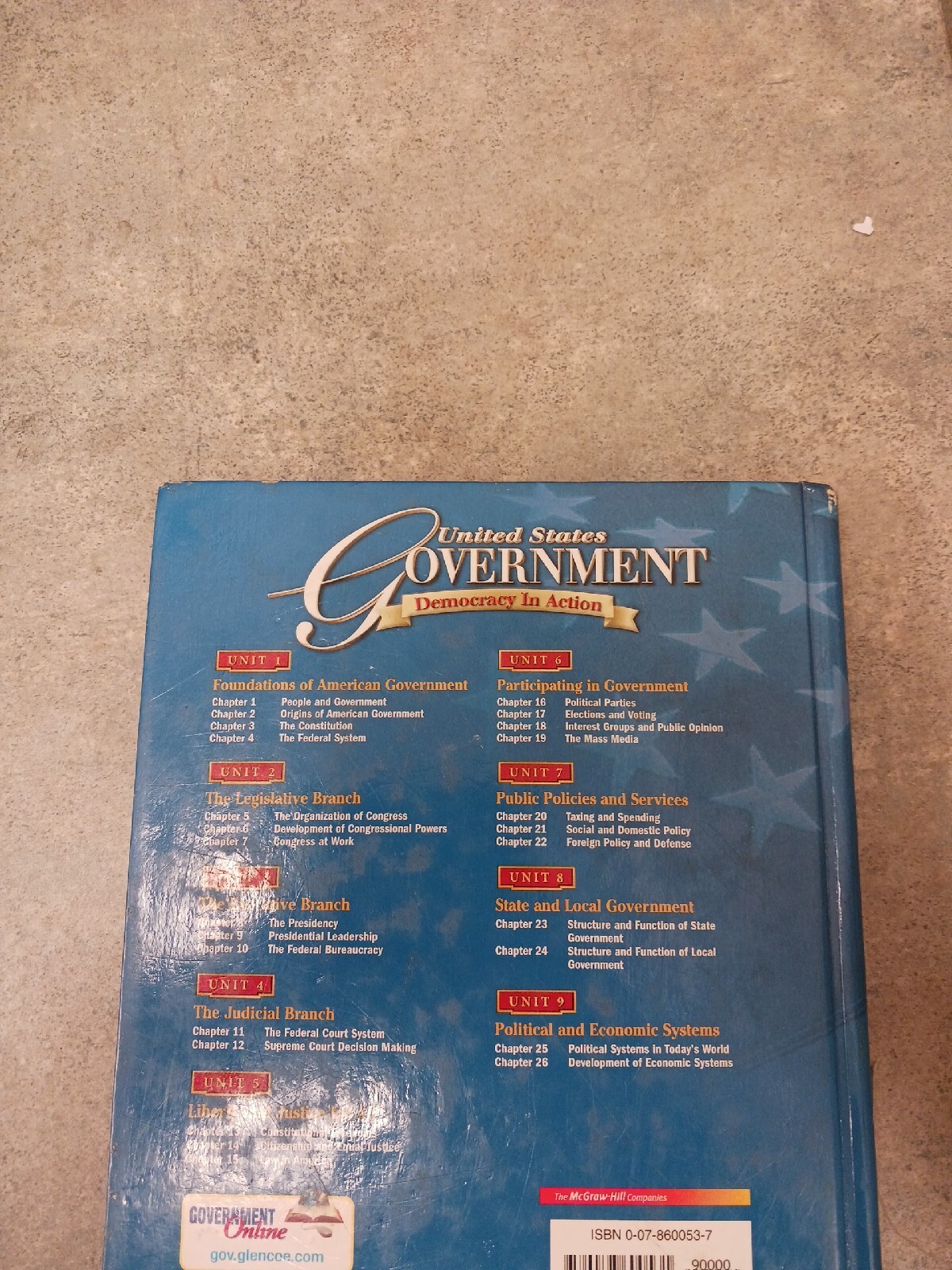 Remy Glencoe United States Government: Democracy in Action Hardcover Book