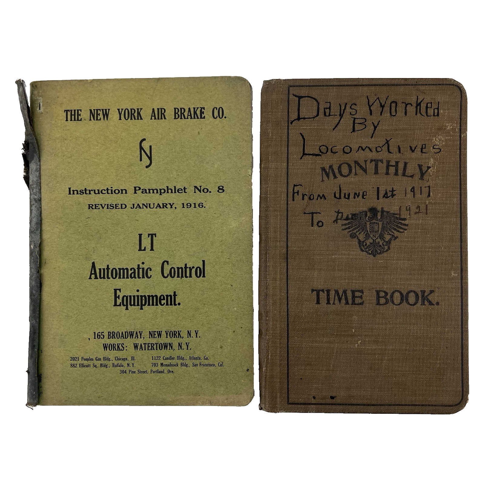 Antique Early 20th Cent. Railroad Work Ledger + 1916 Instruction Pamphlet
