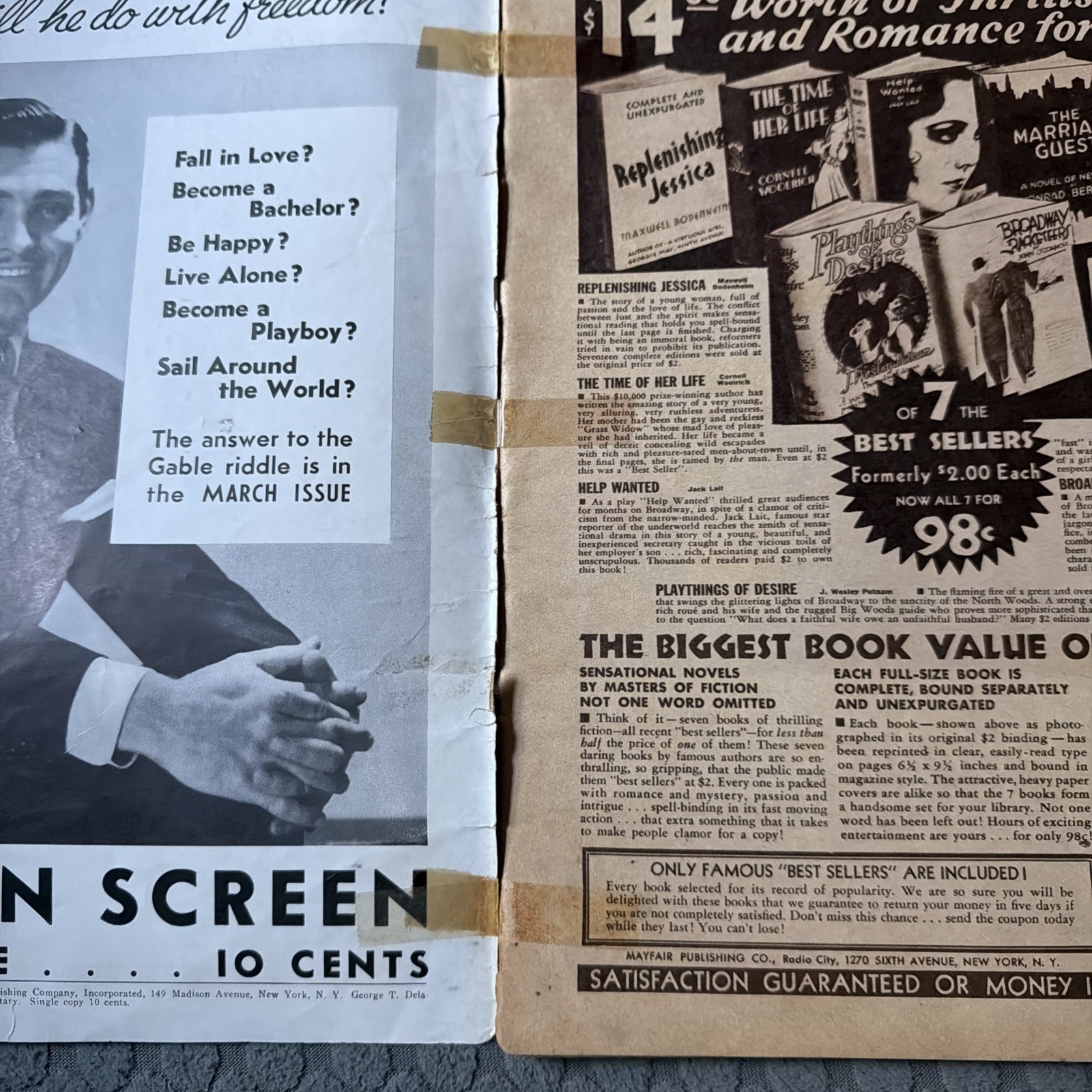 Vintage Screen Album For 1936 Magazine Claudette Colbert