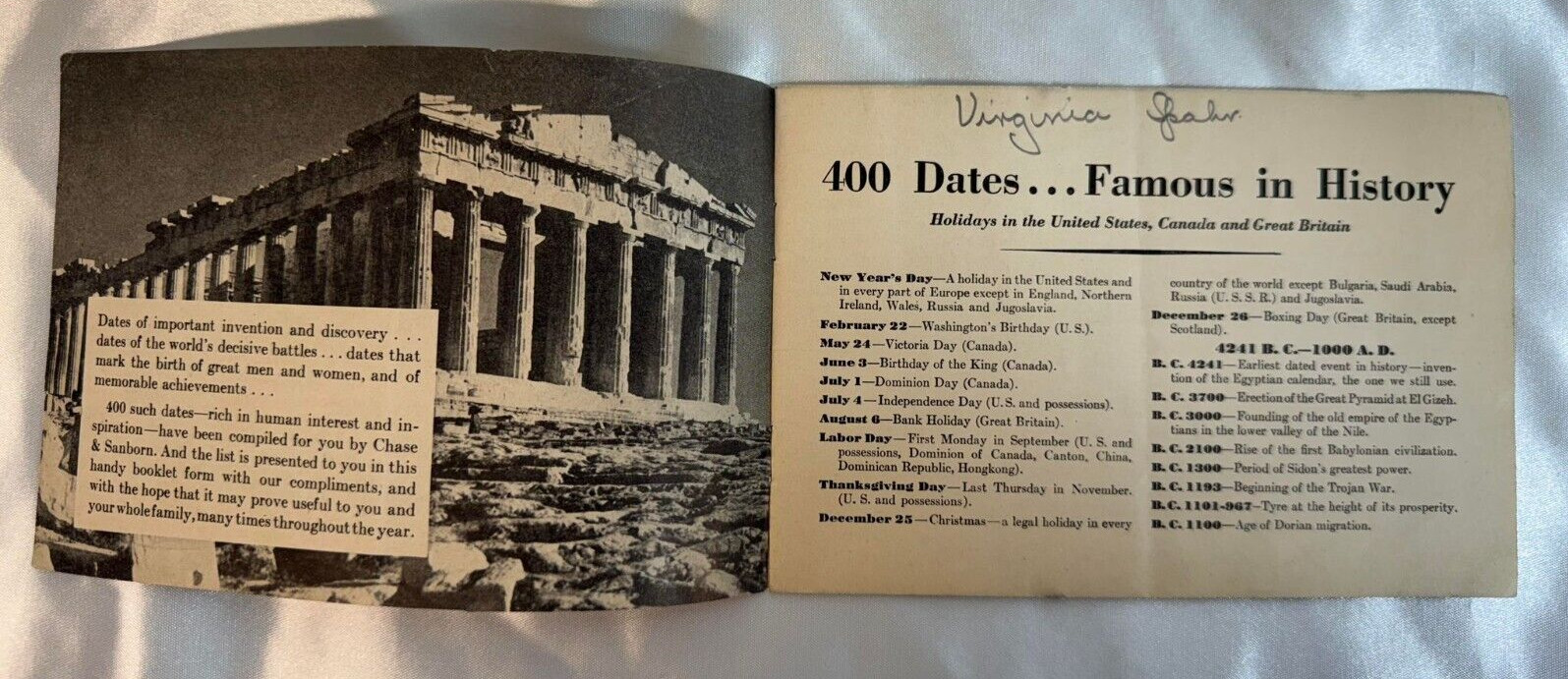 400 Famous Dates in History Paper Booklet 17 Pages