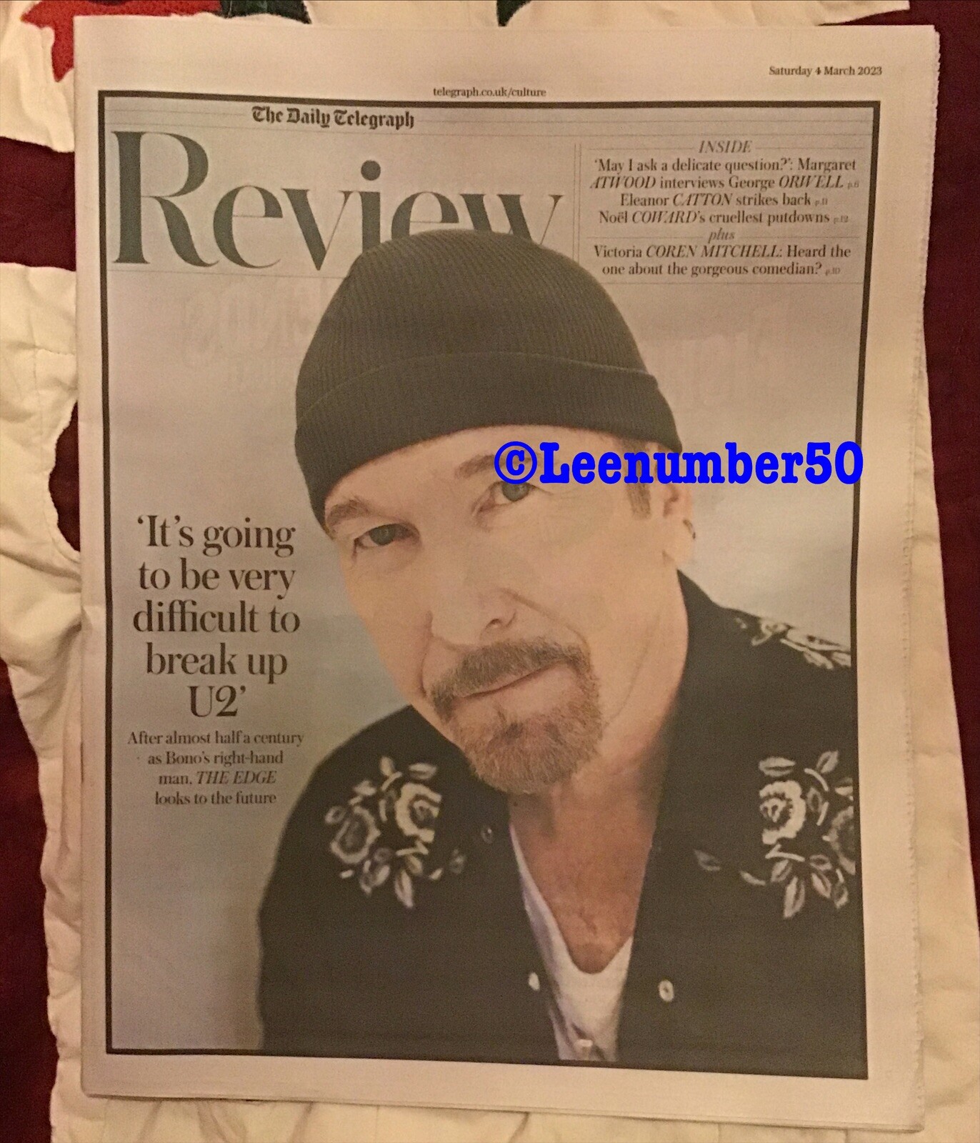 The Daily Telegraph Review The Edge 4/3/23 Uk New U2 George Orwell