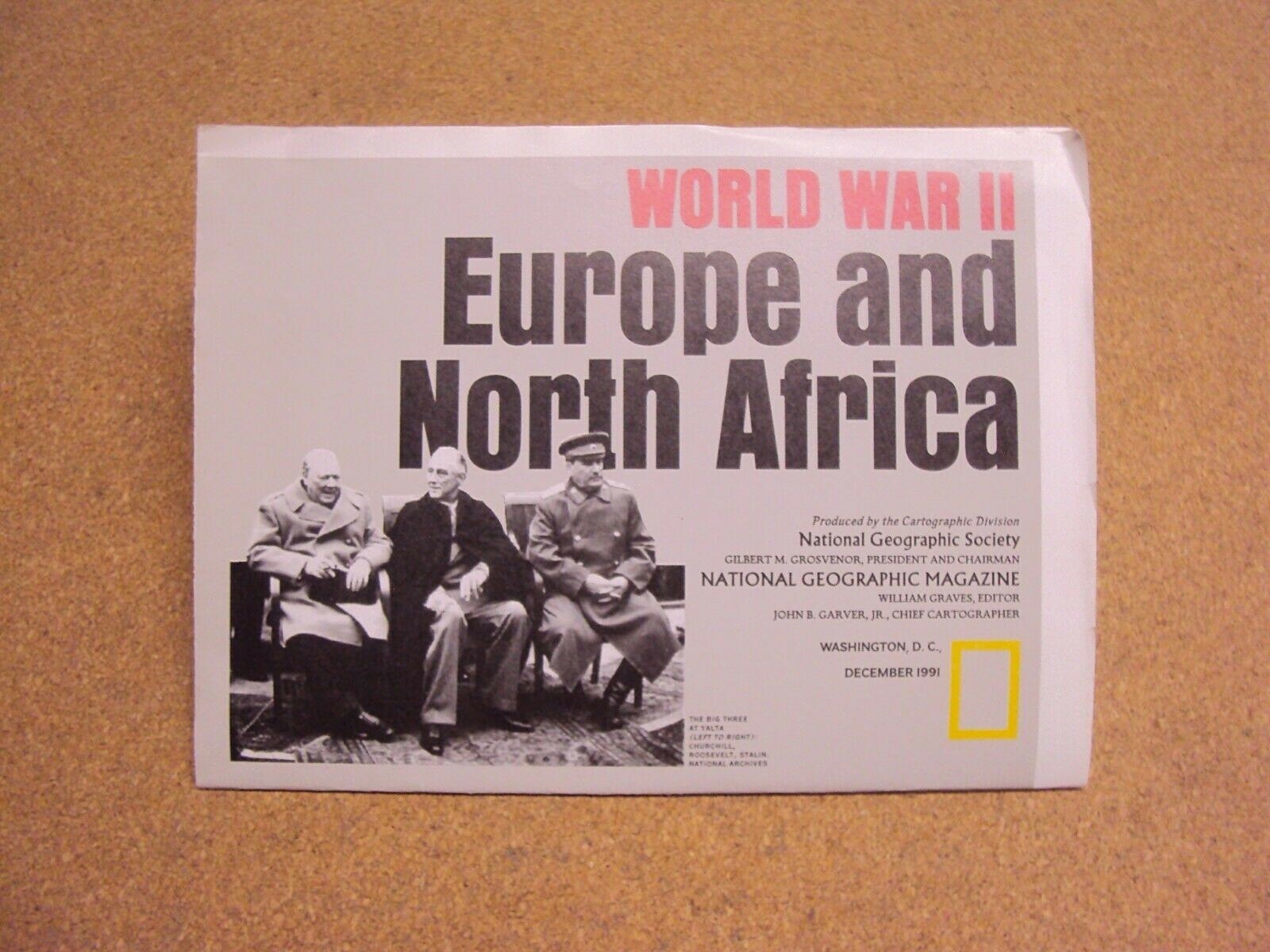 National Geographic December 1991 Map WW II Europe & North Africa Asia & Pacific