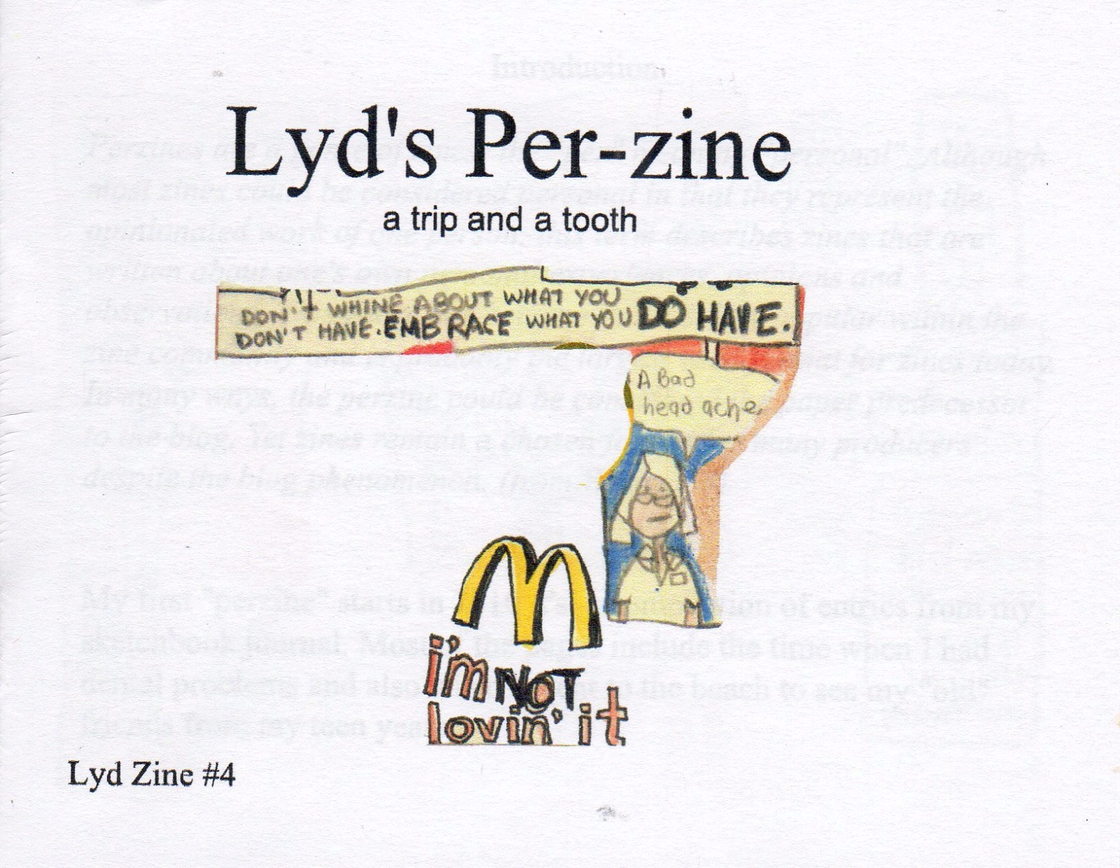 Lyd’s Perzine, zine, color, handmade, 4.25 x 5.5 inches 20 pages -diary, journal