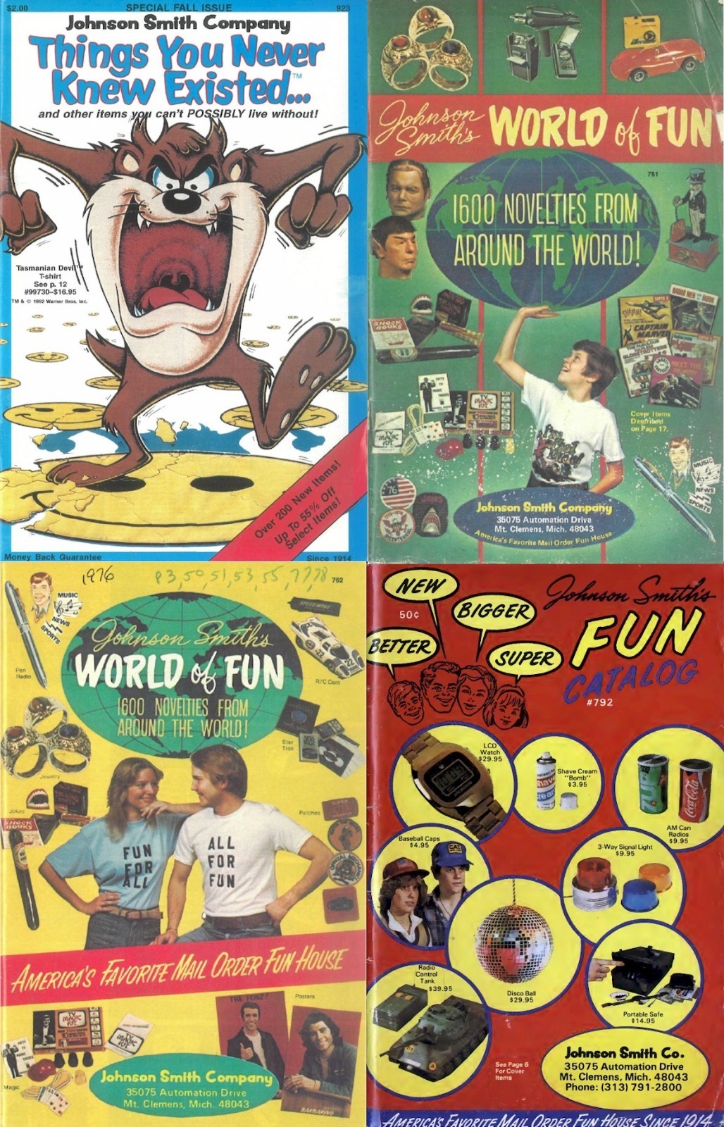 8 old Johnson Smith Co. Curios Gifts Novelty Catalogs (1960s, 70s & 90s) on DVD