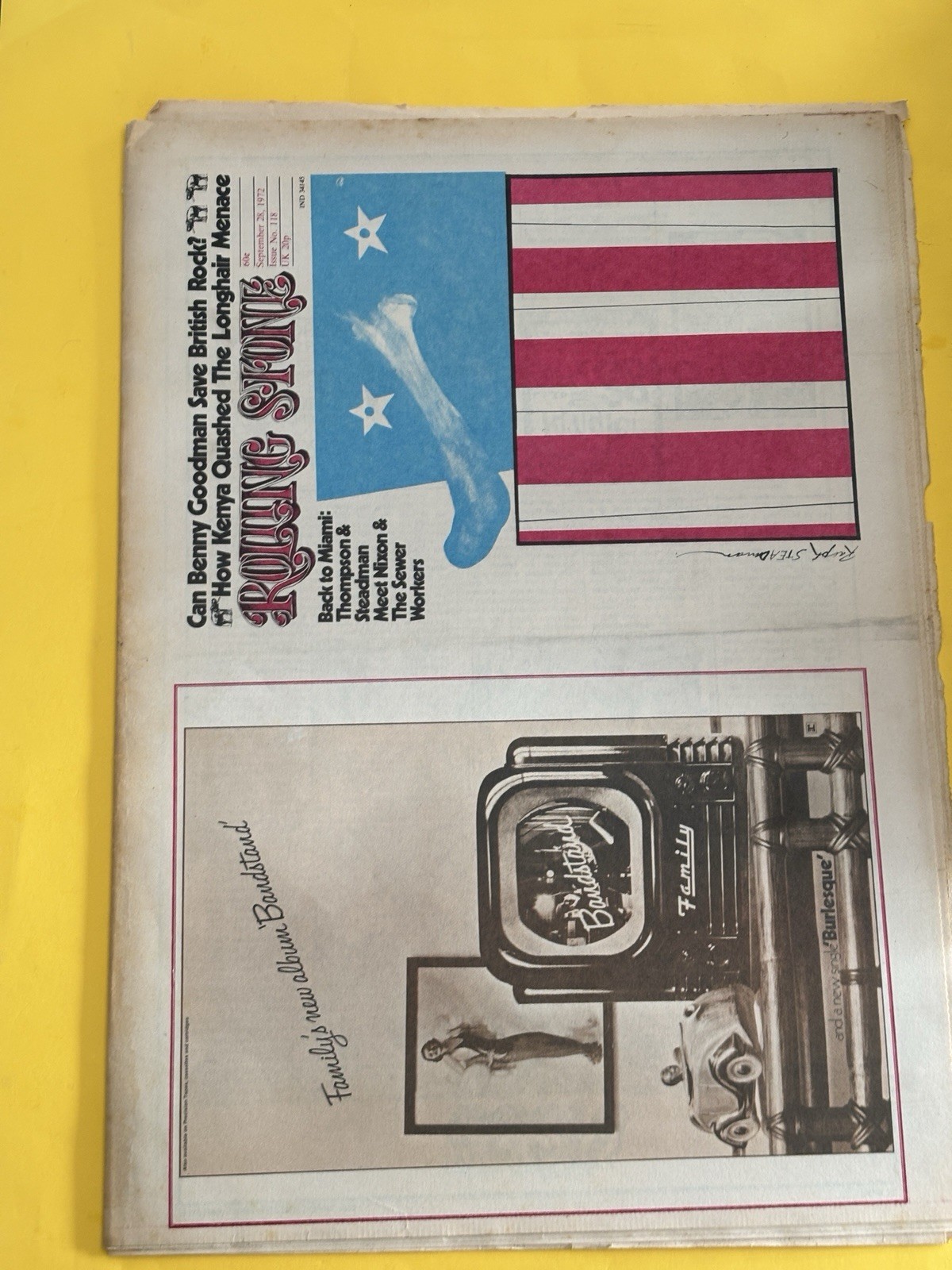 Rolling Stone magazine newspaper September 28 1972 Hunter Thompson