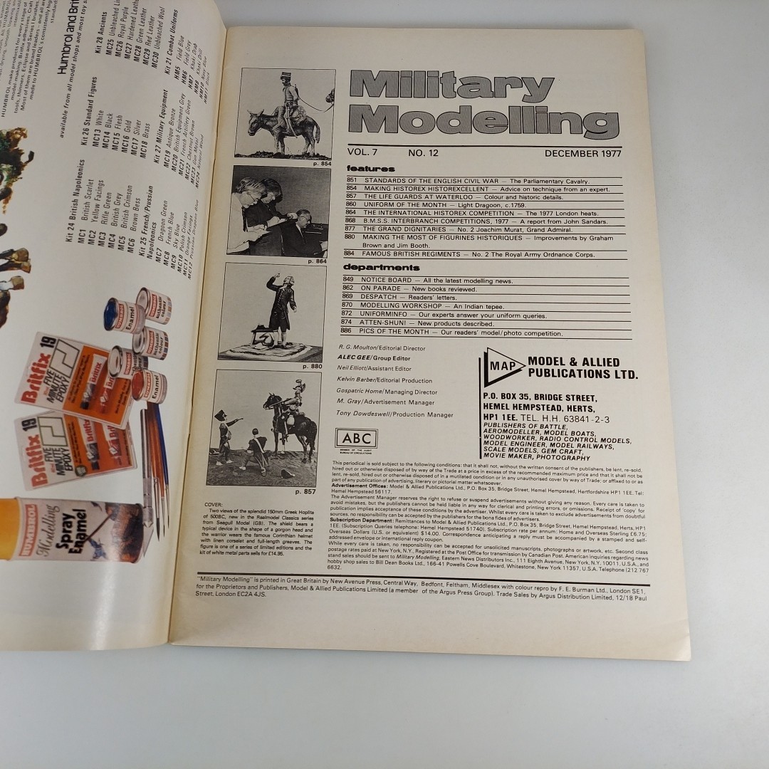 Military Modelling Magazine Dec 1977 English Civil War, Life Guards At Waterloo