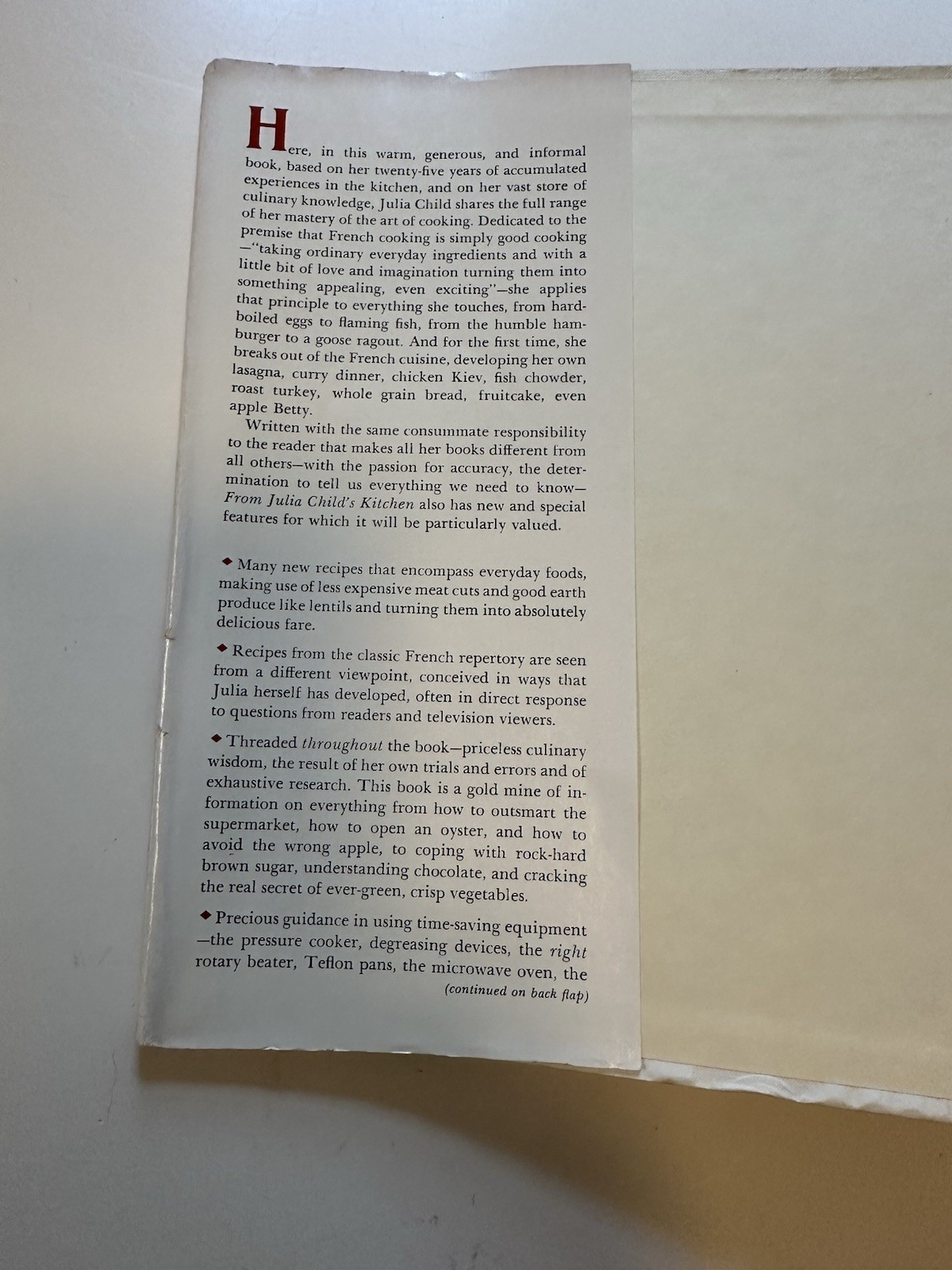 Vtg Cookbook “From Julia Child’s Kitchen” 2nd Printing, November 1975