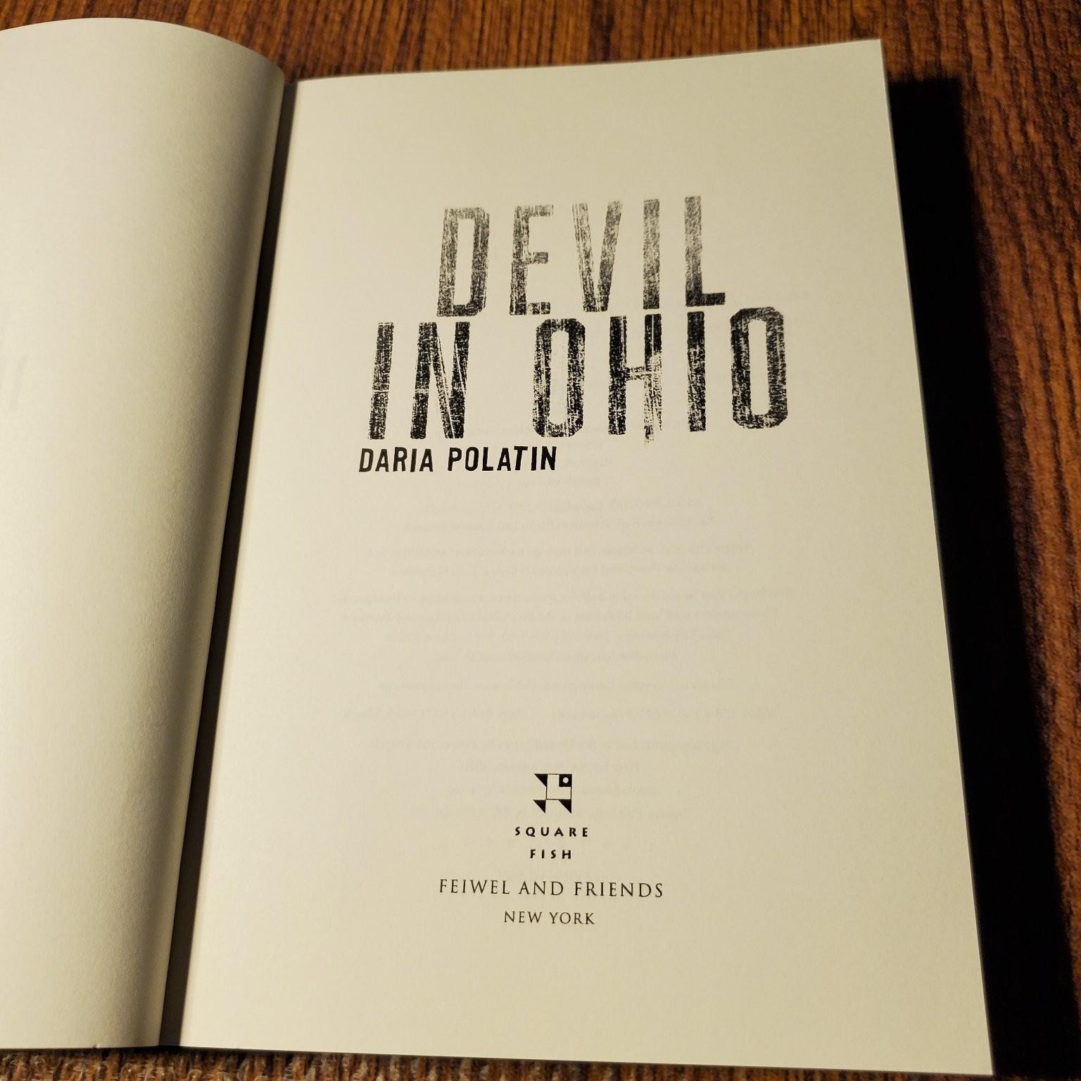 Devil in Ohio Daria Polatin Square Fish First Edition 2018 Horror Thriller