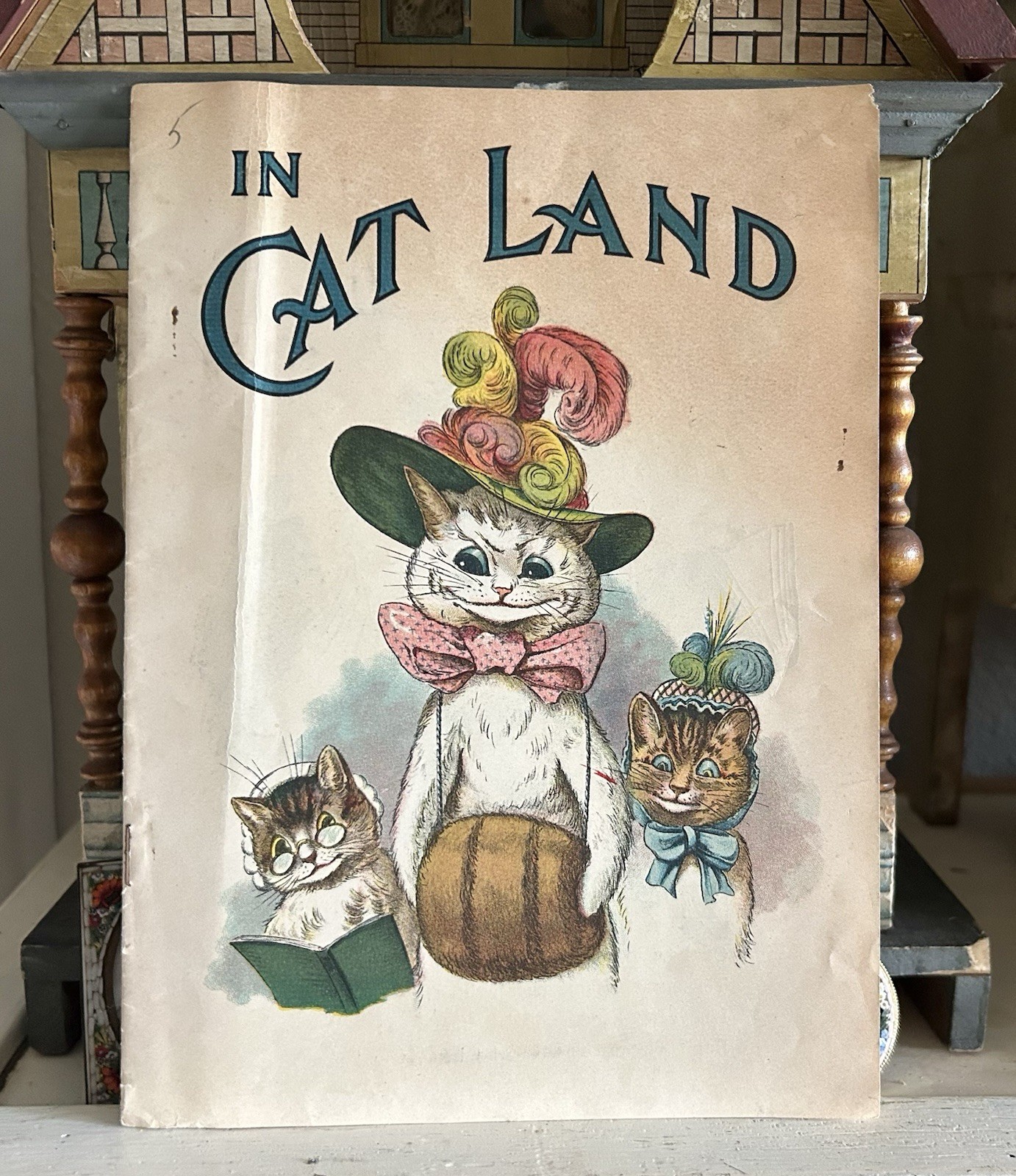 Antique Rare Early 1900s Louis Wain In Cat Land Softcover Book