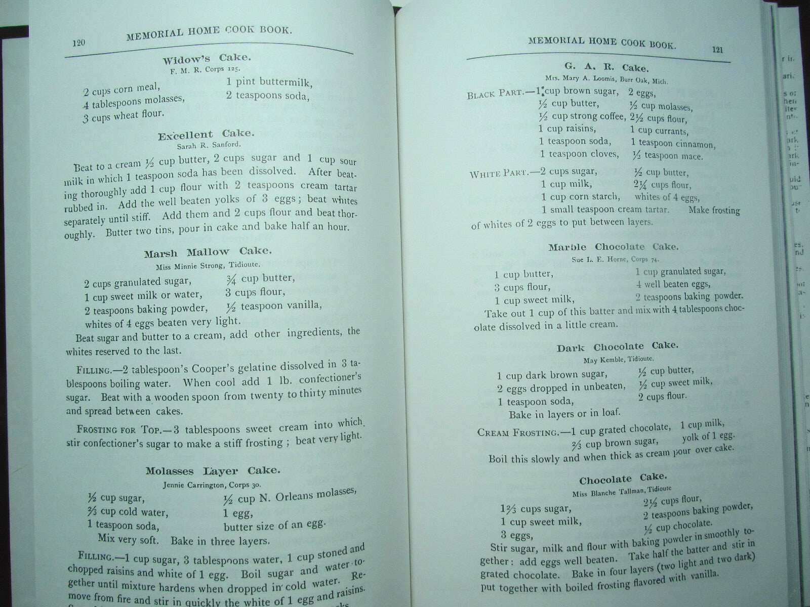 1993 Reproduction of 1891 Memorial Home Cook Book – Brookville PA – 238 Pages