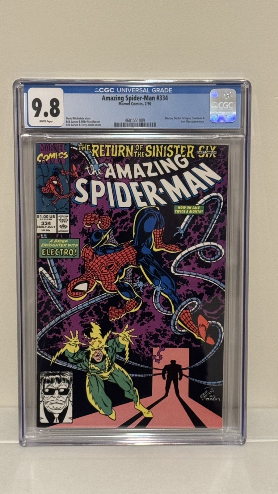 AMAZING SPIDER-MAN #334 CGC 9.8 WHITE PAGES NM/M MARVEL 1990 SINISTER SIX 🕷️🔥