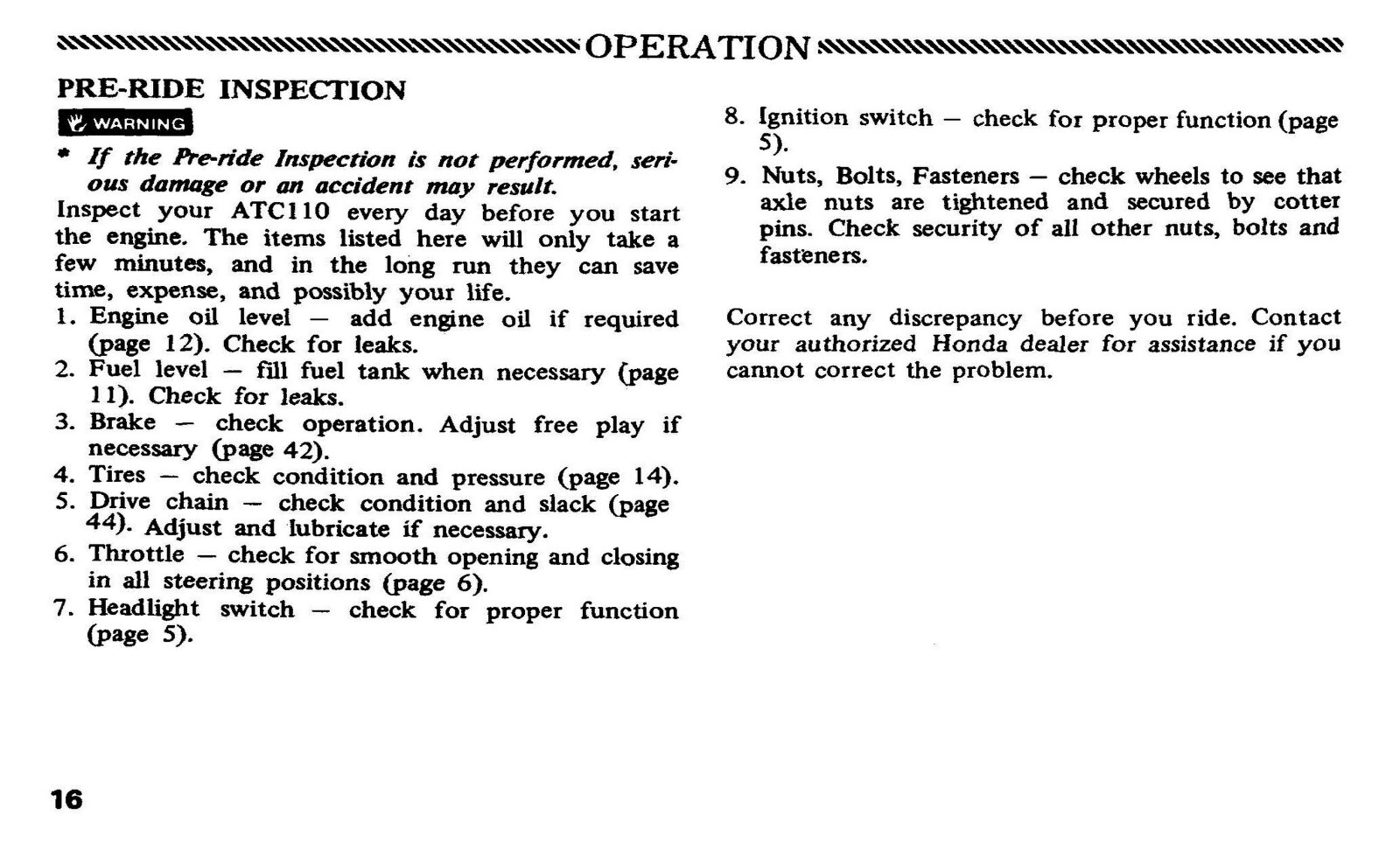 1982 Honda ATC110 Owner’s Manual 56 Pages