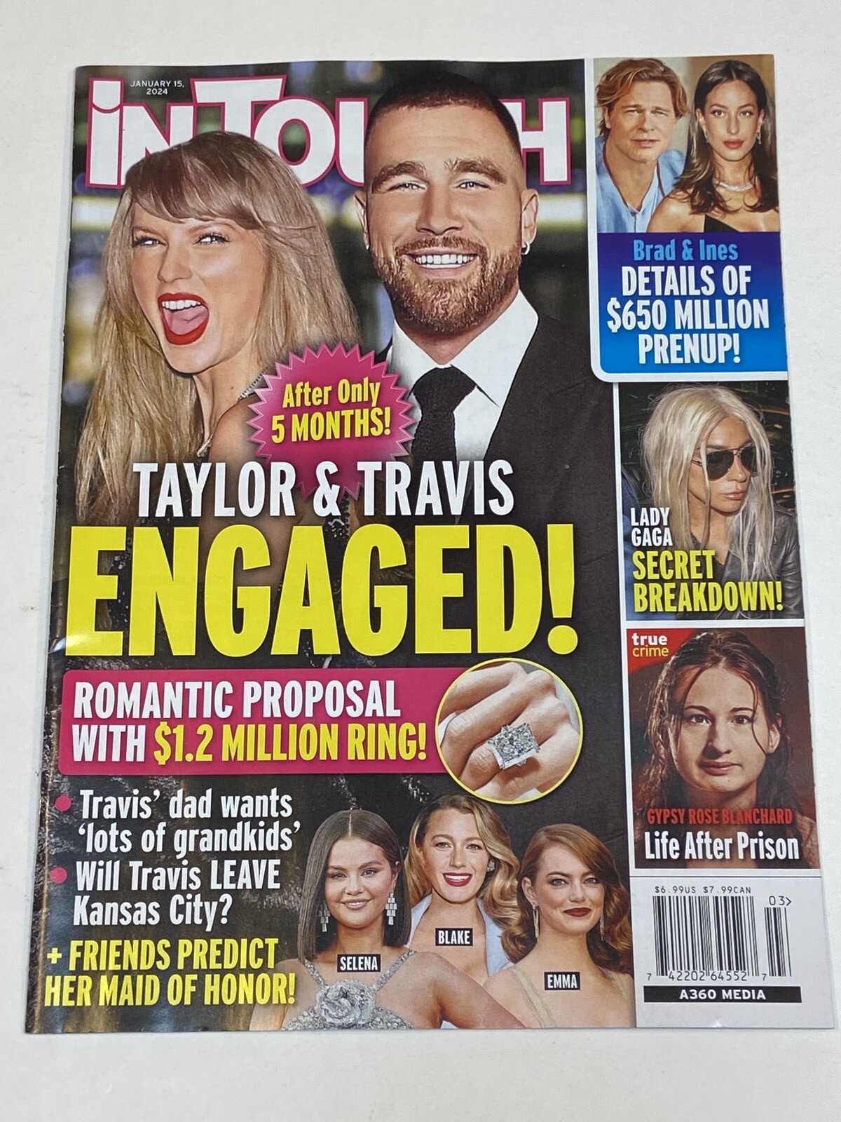 In Touch Magazine Jan15 2024 Taylor Swift Travis Kelce Brad Pitt Ines Gypsy Rose