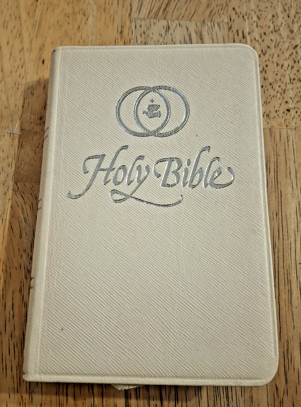 KJV Zondervan Wedding Bible Genuine White Leather/silver edges 3.5x 5.5 inches