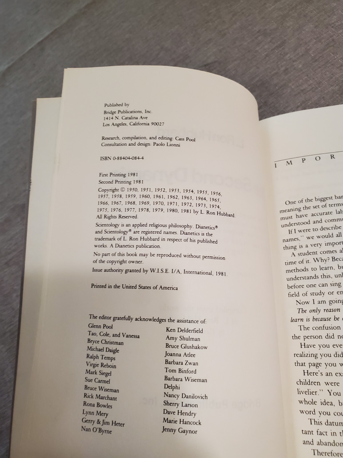 The Second Dynamic: Introduction to Scientology Ethics L. Ron Hubbard 1981