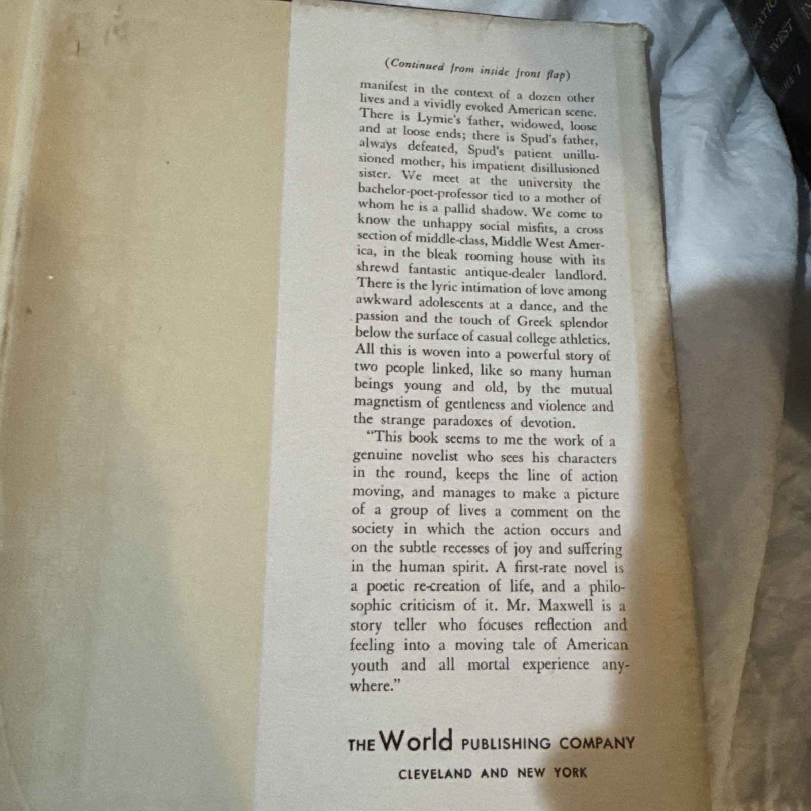 William Maxwell / The Folded Leaf “Forum Books First Printing” 1948 HC DJ