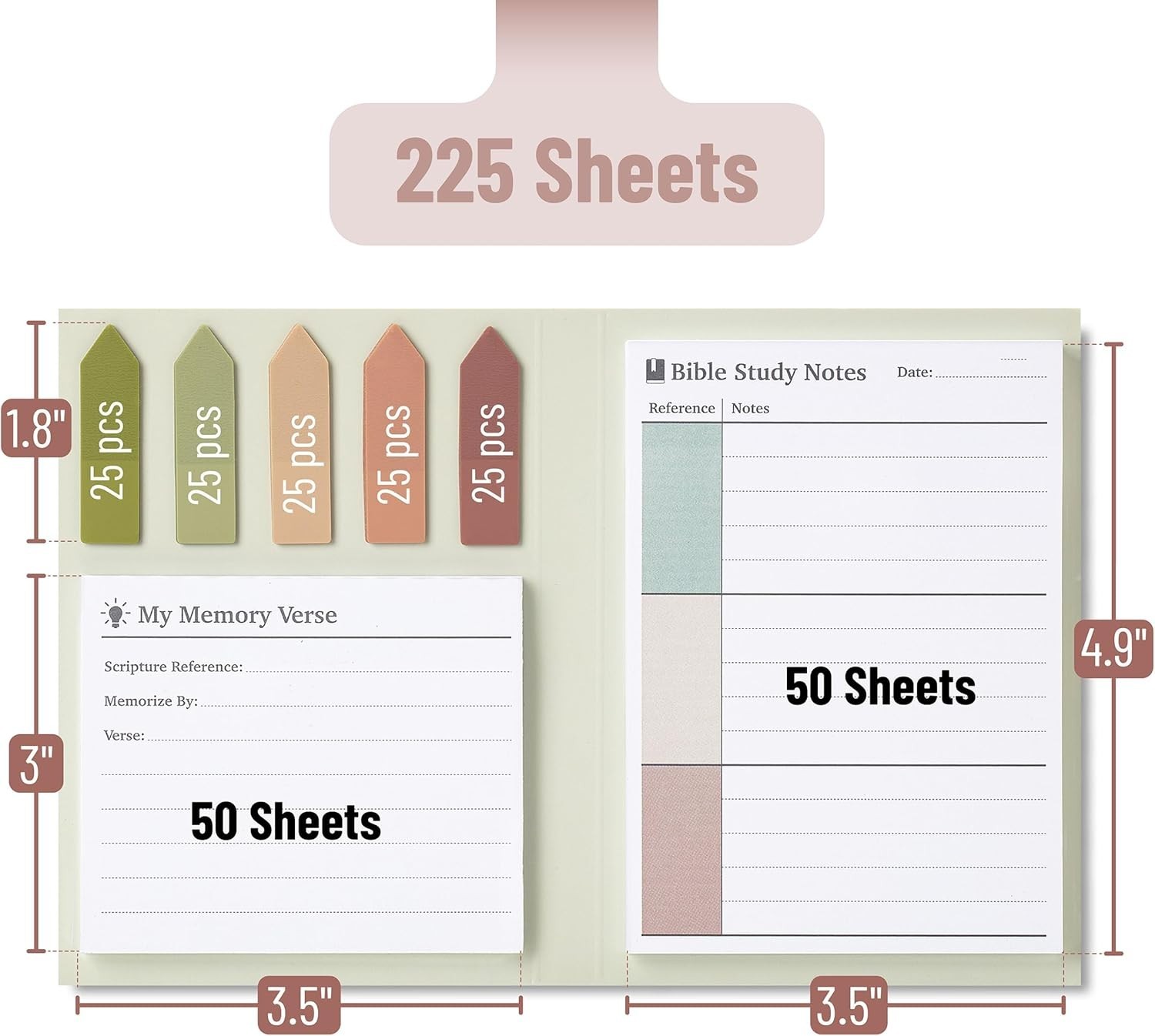 Enhanced Bible Study Experience with 225 Sticky Notes & 125 Tab Set in Vintage