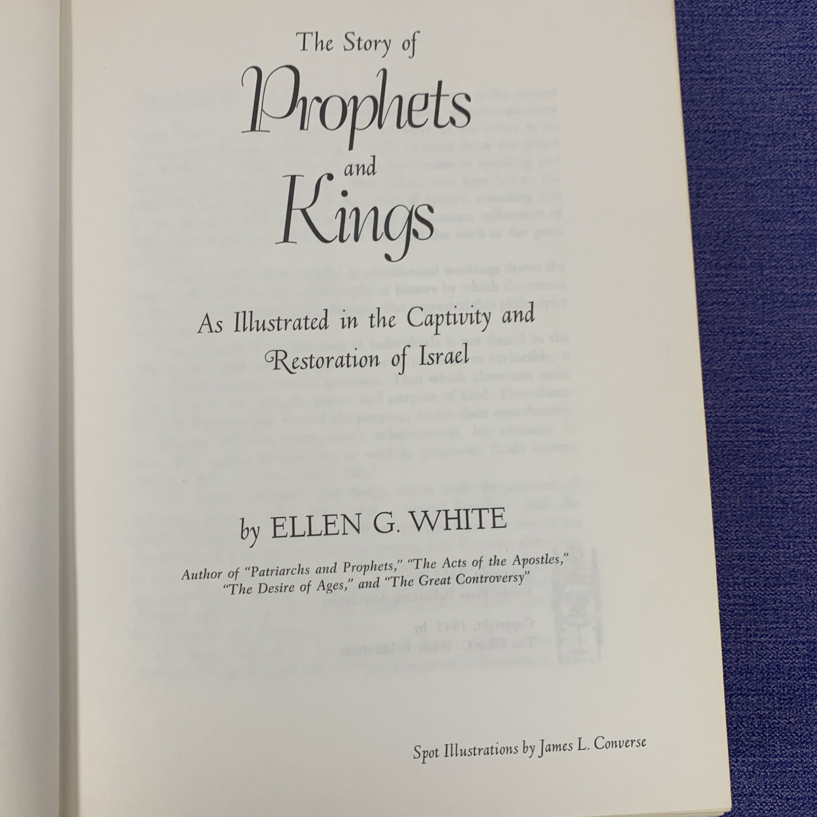 Prophets and Kings Ellen G White 1943 Illustrated Hardcover Religious History