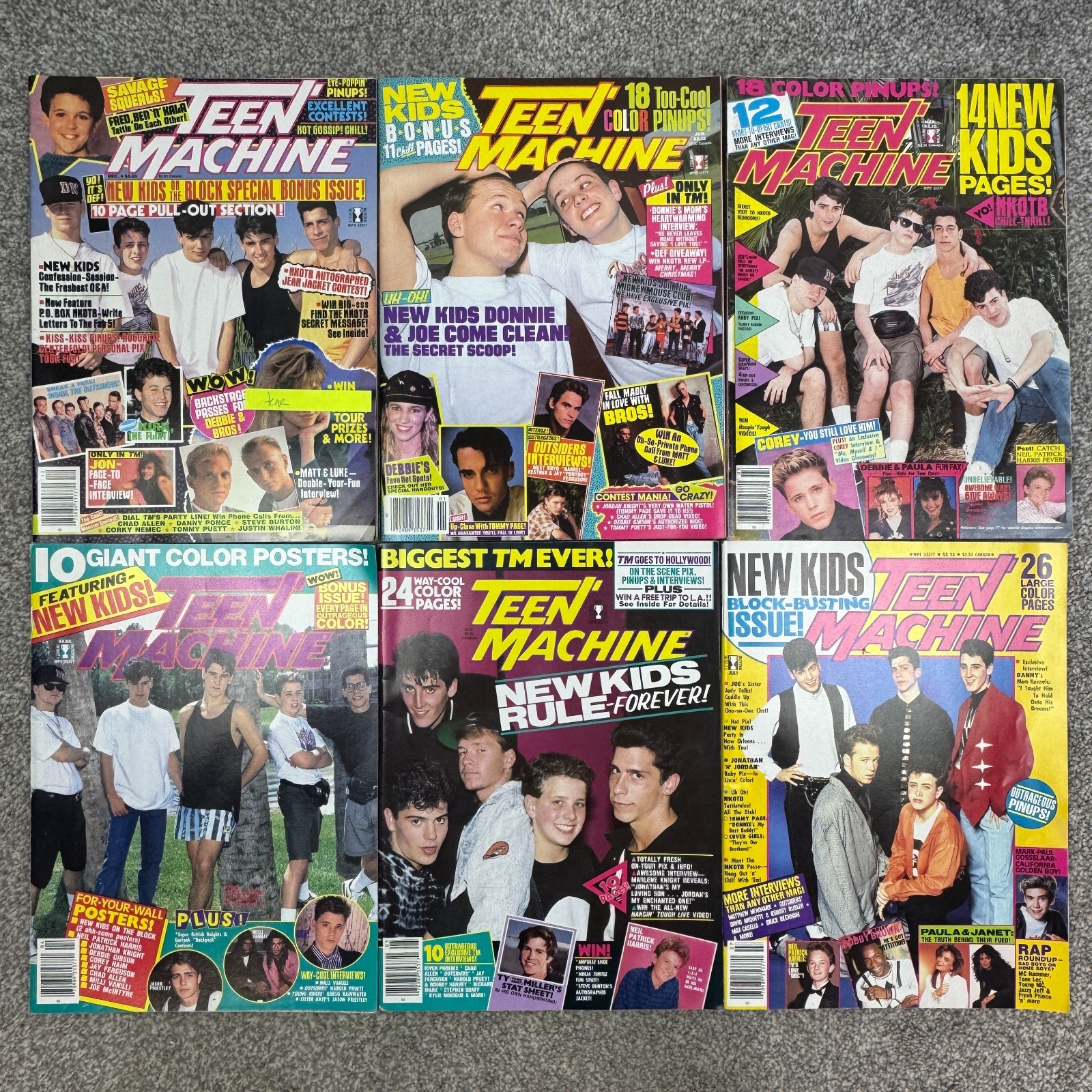 Lot Of 6 Teen Machine Magazines December 1989 – July 1990 NKOTB Debbie Gibson