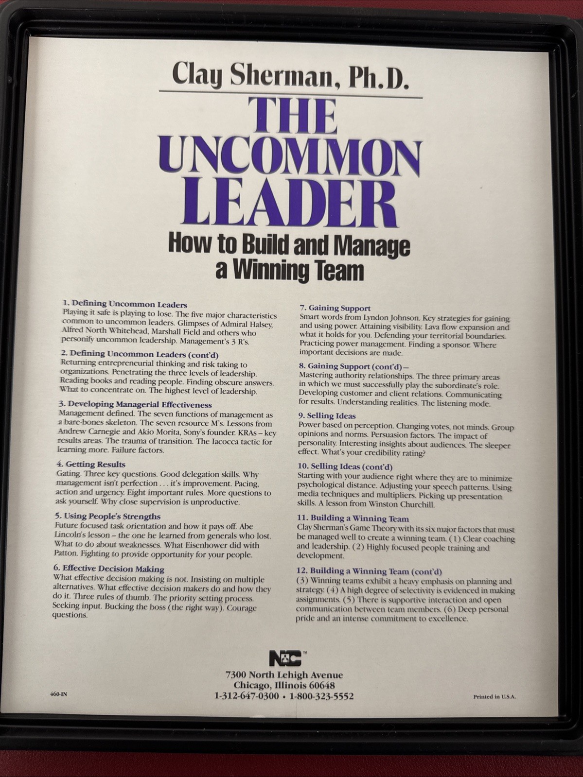 The Uncommon Leader, How To Build And Manage A Winning Team, 6 Cassettes w Guide