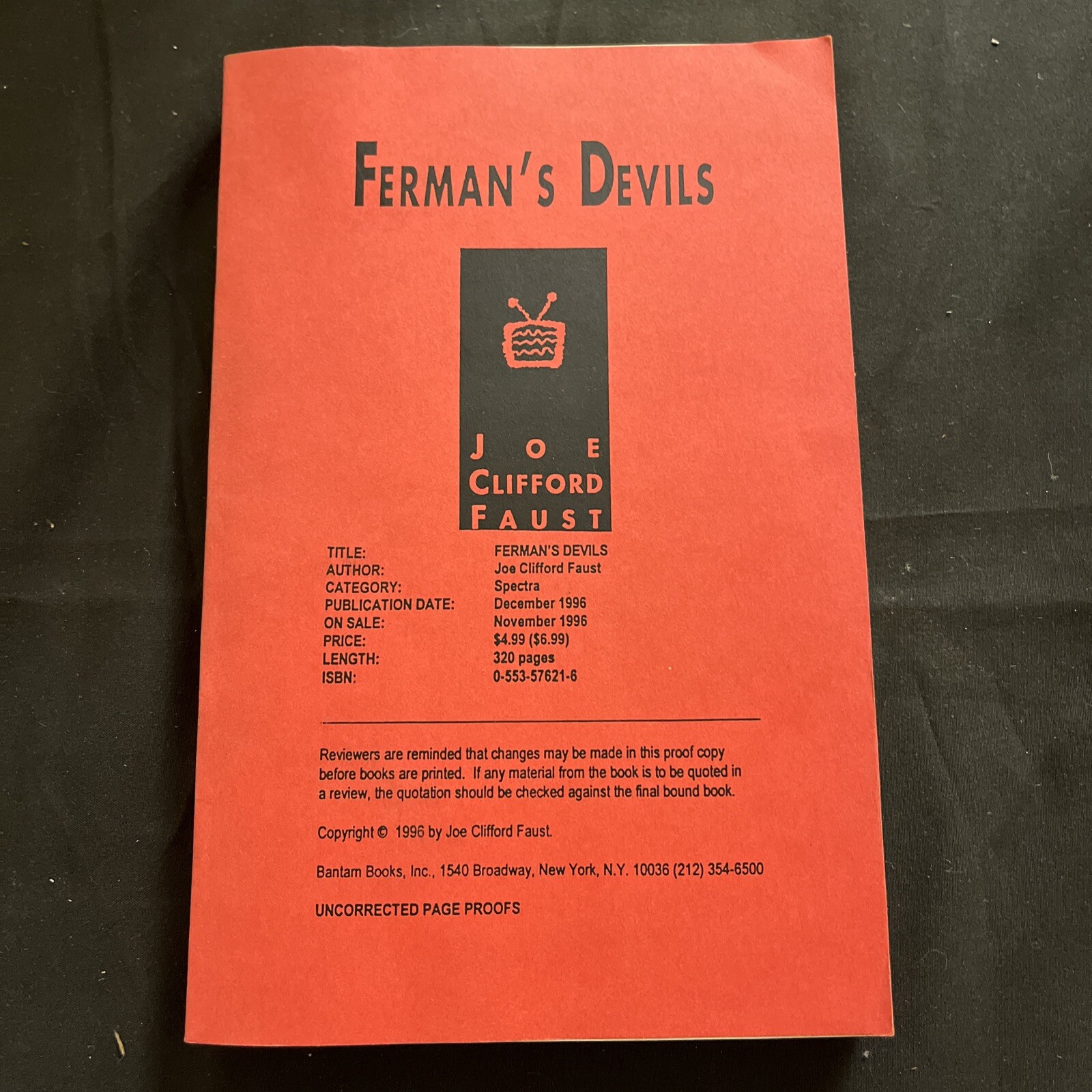 Ferman’s Devils By Joe Faustus Reviewers Copy 1996 Rare