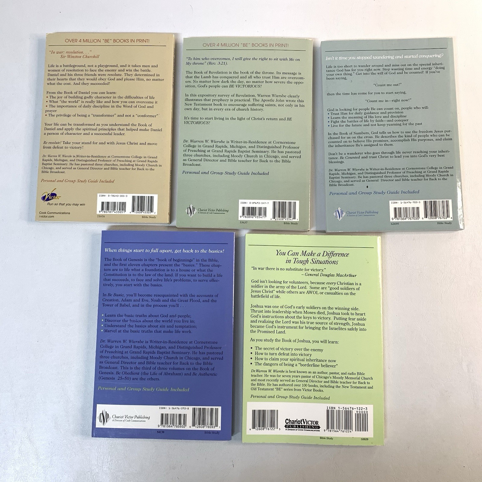 Lot of 5 Warren W. Wiersbe BE Series Old and New Testament Study Paperbacks
