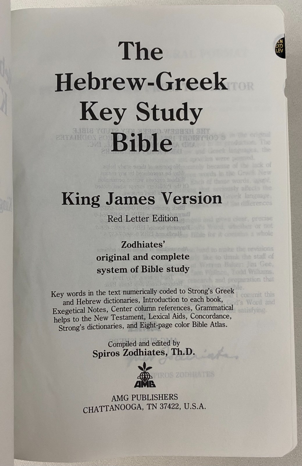 Spiros Zodhiates KJV HEBREW-GREEK KEY WORD STUDY BIBLE 1994 Genuine Leather