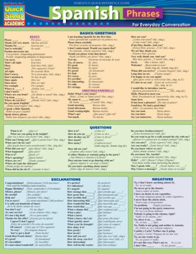 Spanish Phrases (Quick Study Academic) – Paperback By Barcharts Inc – VERY GOOD