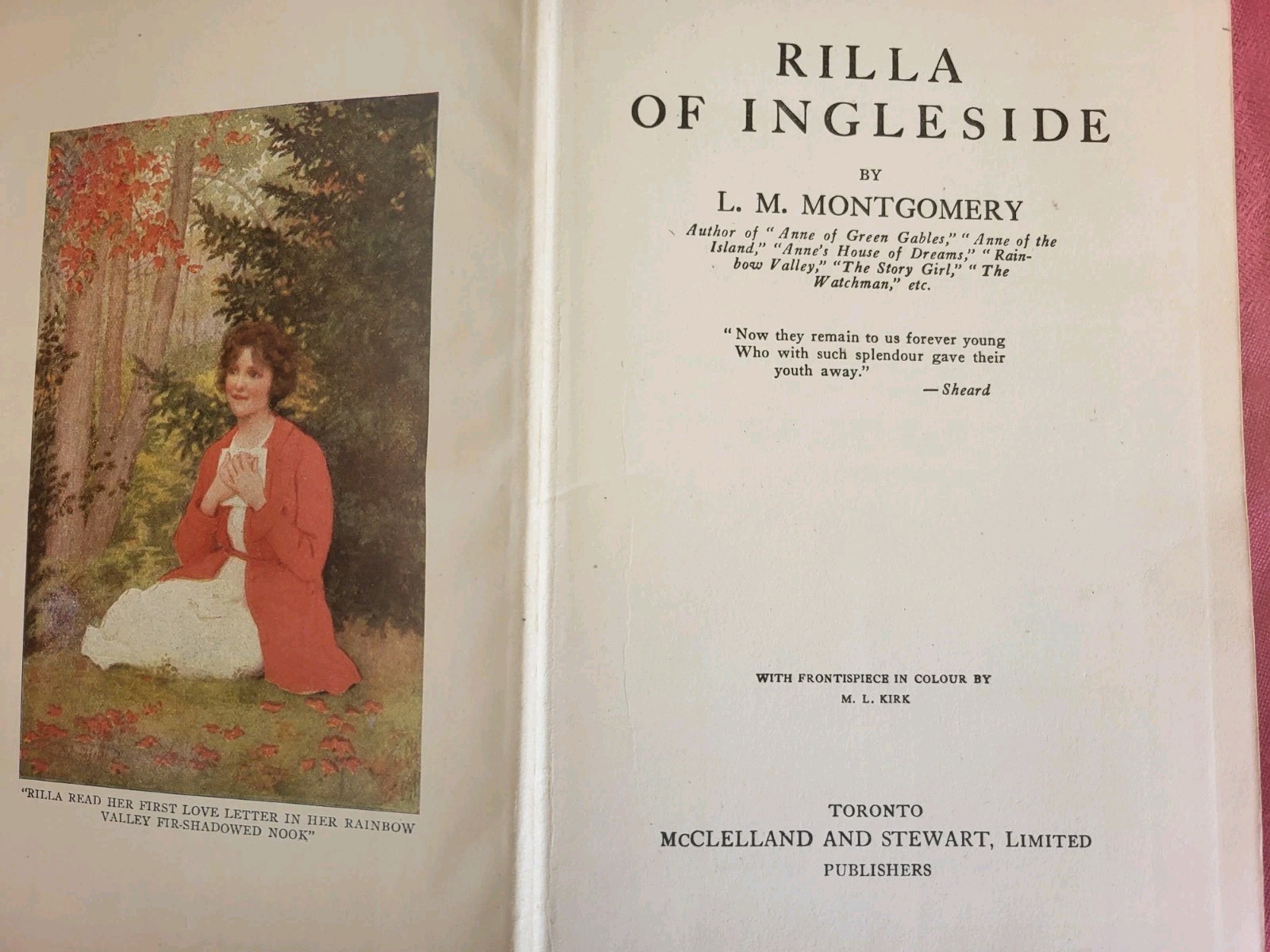 “Rilla of Ingleside” (1921) L.M. Montgomery, WWI, FWW novel Toronto McClelland