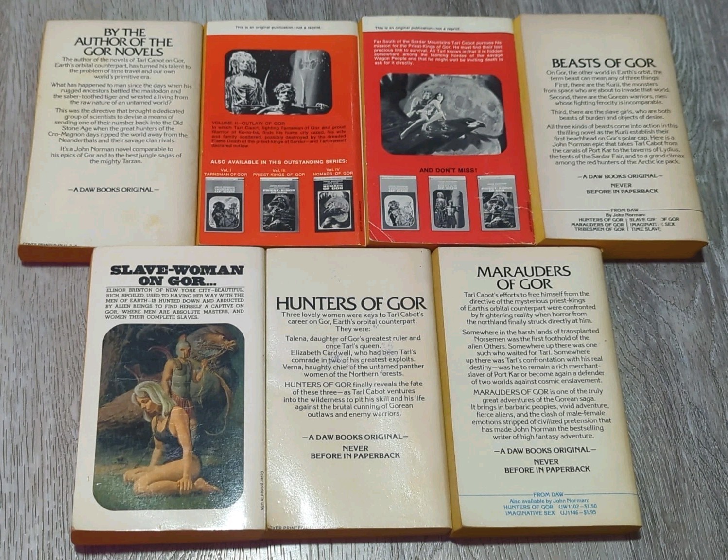 Gor series by John Norman. 7 book lot. Vintage DAW & Ballantine Sword & Sorcery