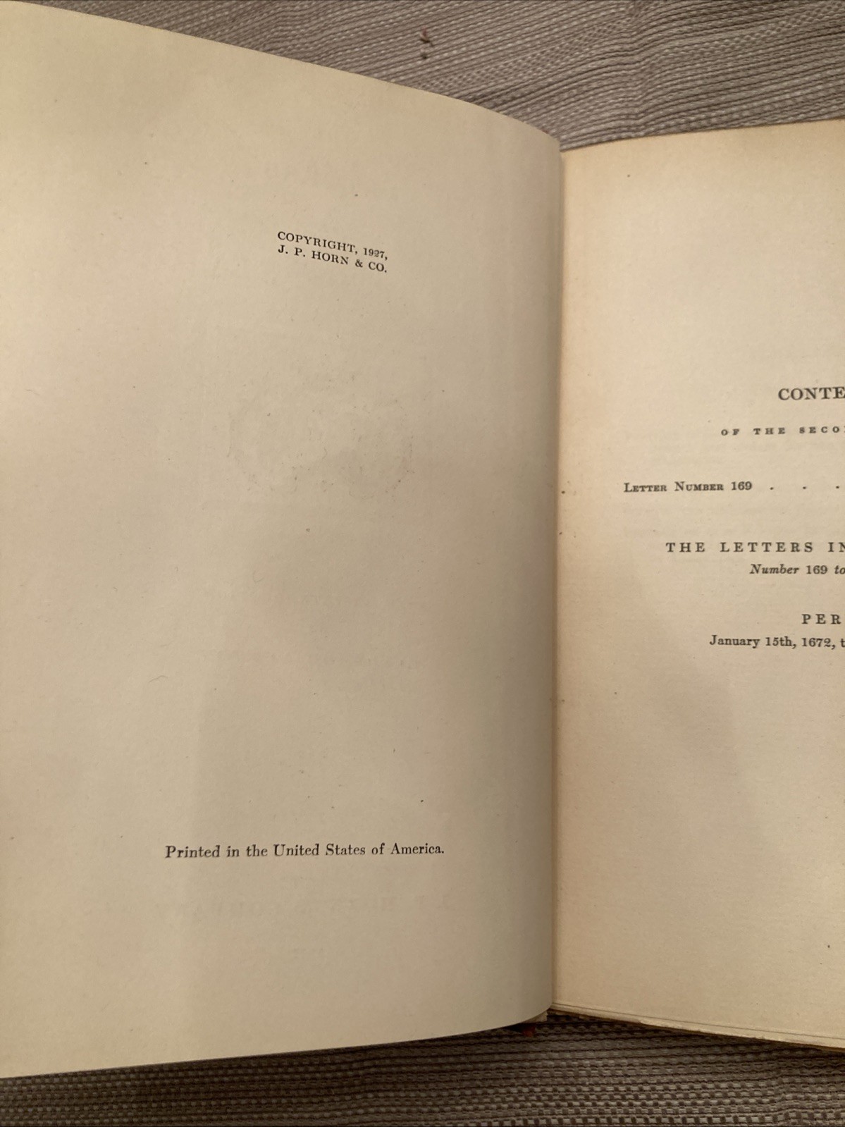 The Letters of Madame De Sévigné; 2 volume, printed in the USA, 1927