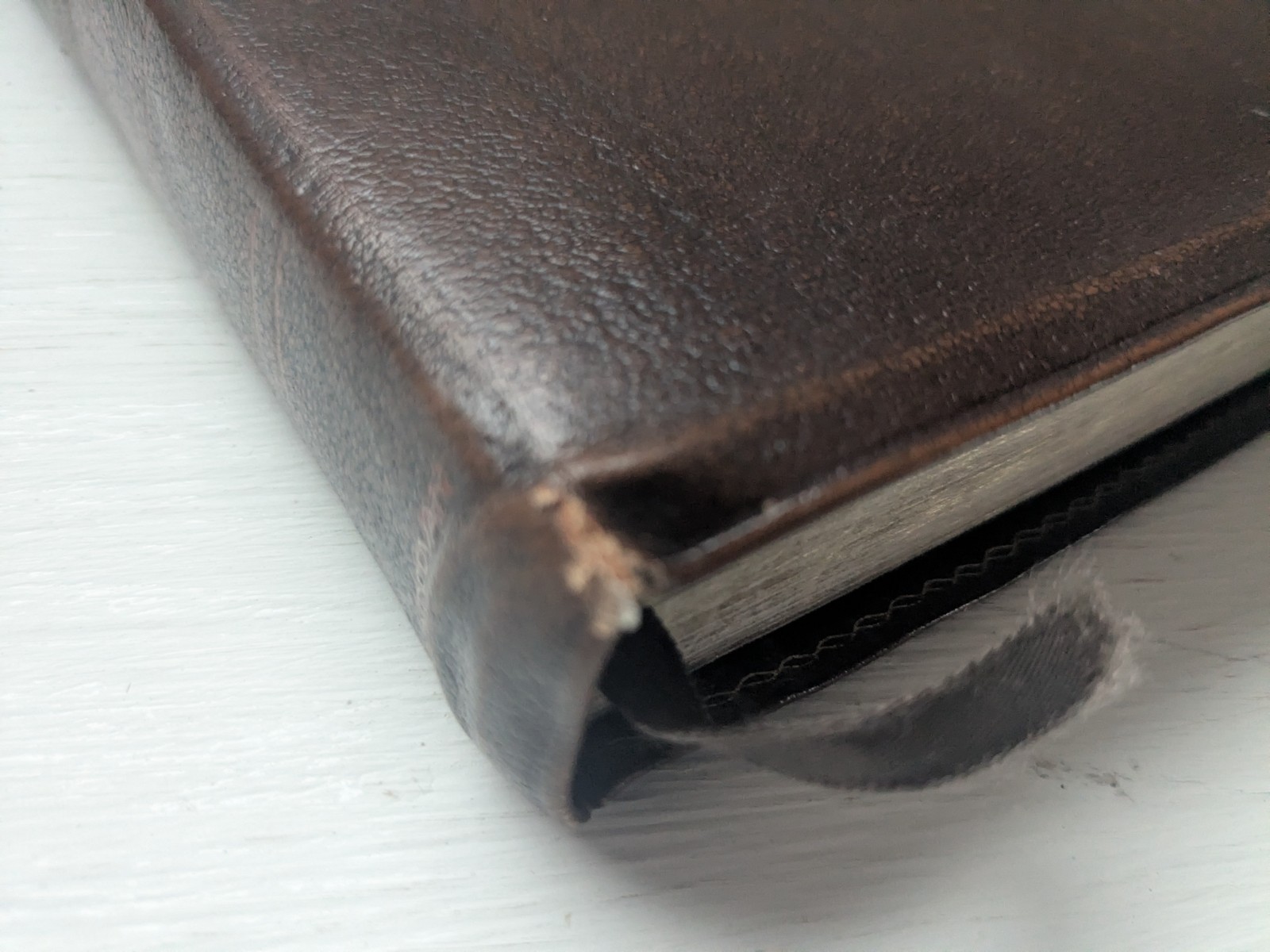 KJV Brown Genuine Leather Bible- Zondervan 1977 Thumb Index Red Letter
