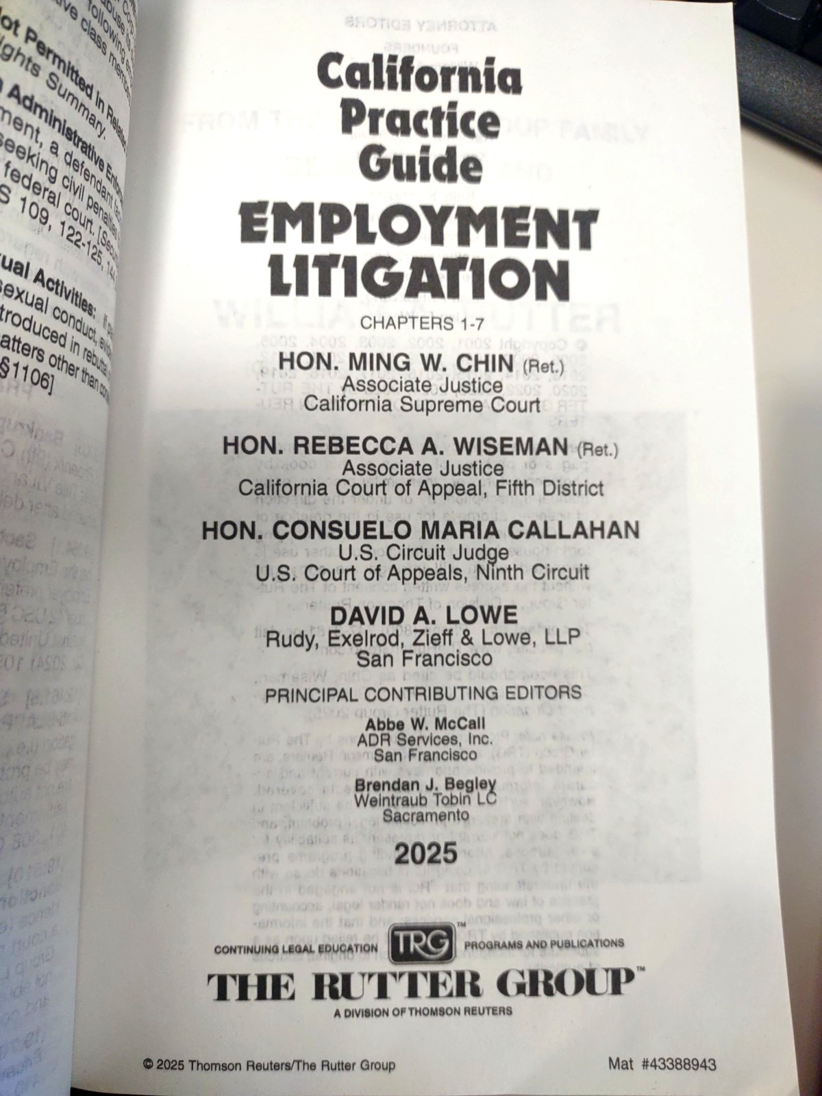 2025 Rutter California Practice Guide Employment Litigation Thomson Reuters NEW
