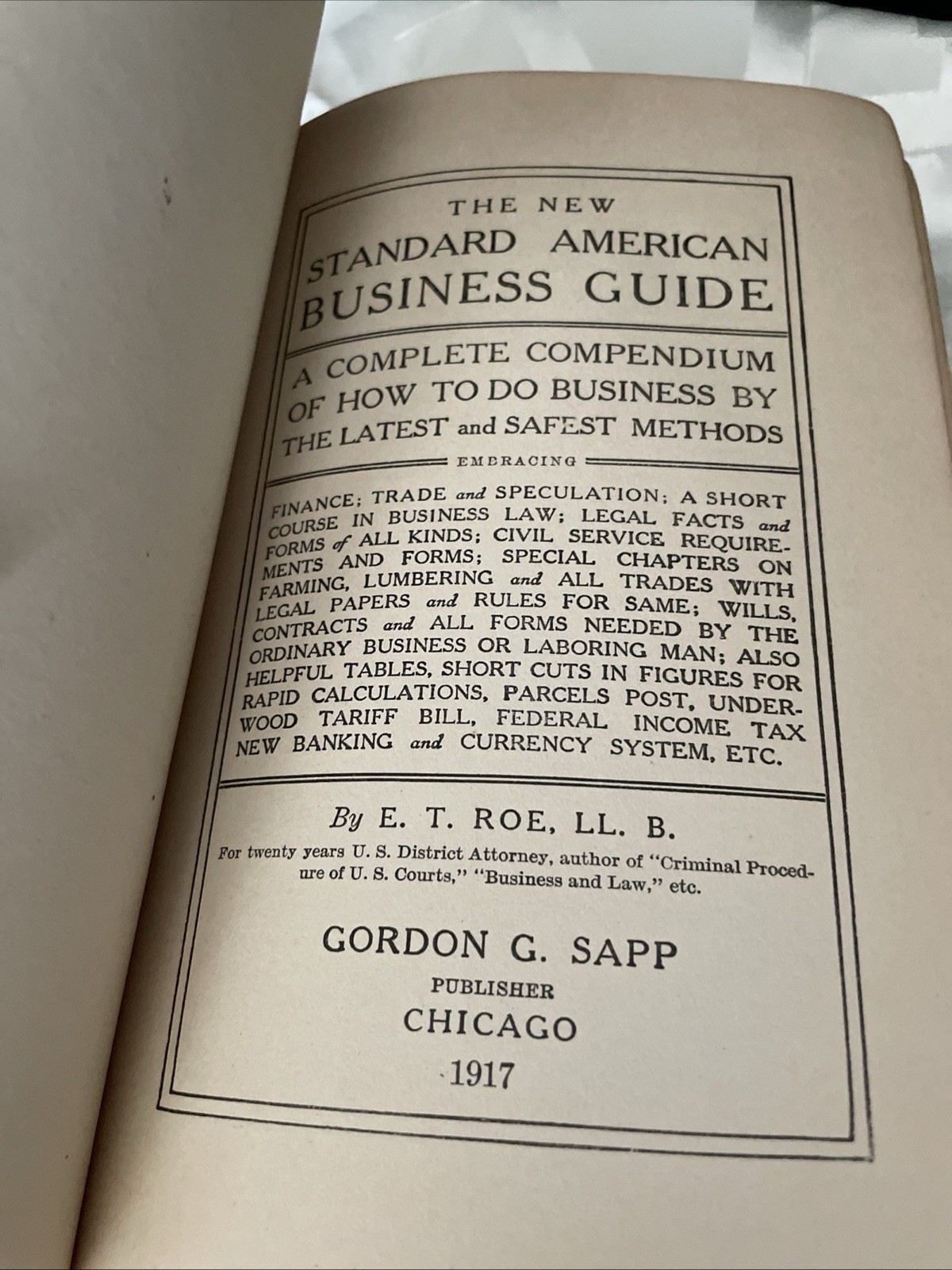 1917 “New Standard American Business Guide” by E. T. Roe Faux Leather Bound Book