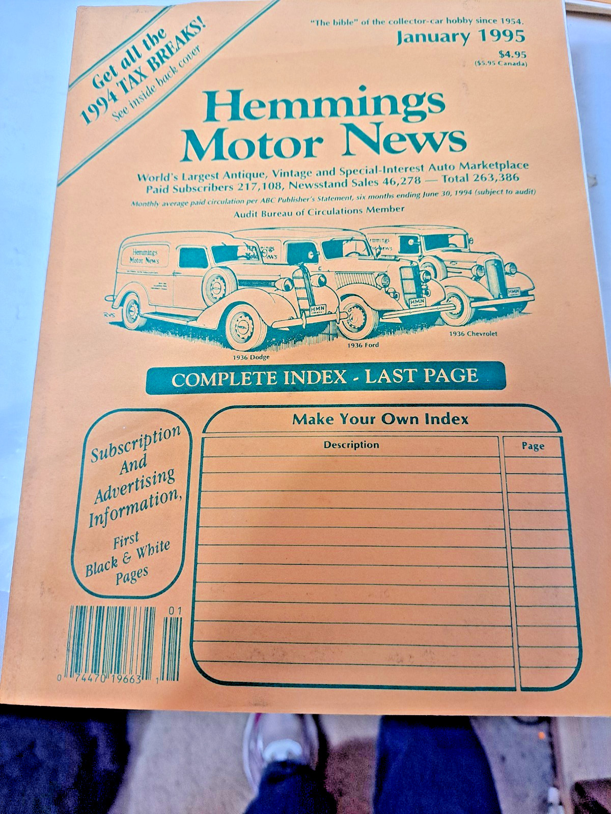 Vintage 1995 HEMMINGS MOTOR NEWS MAGAZINE CAR CLASSIC AUTO TRUCK ADS