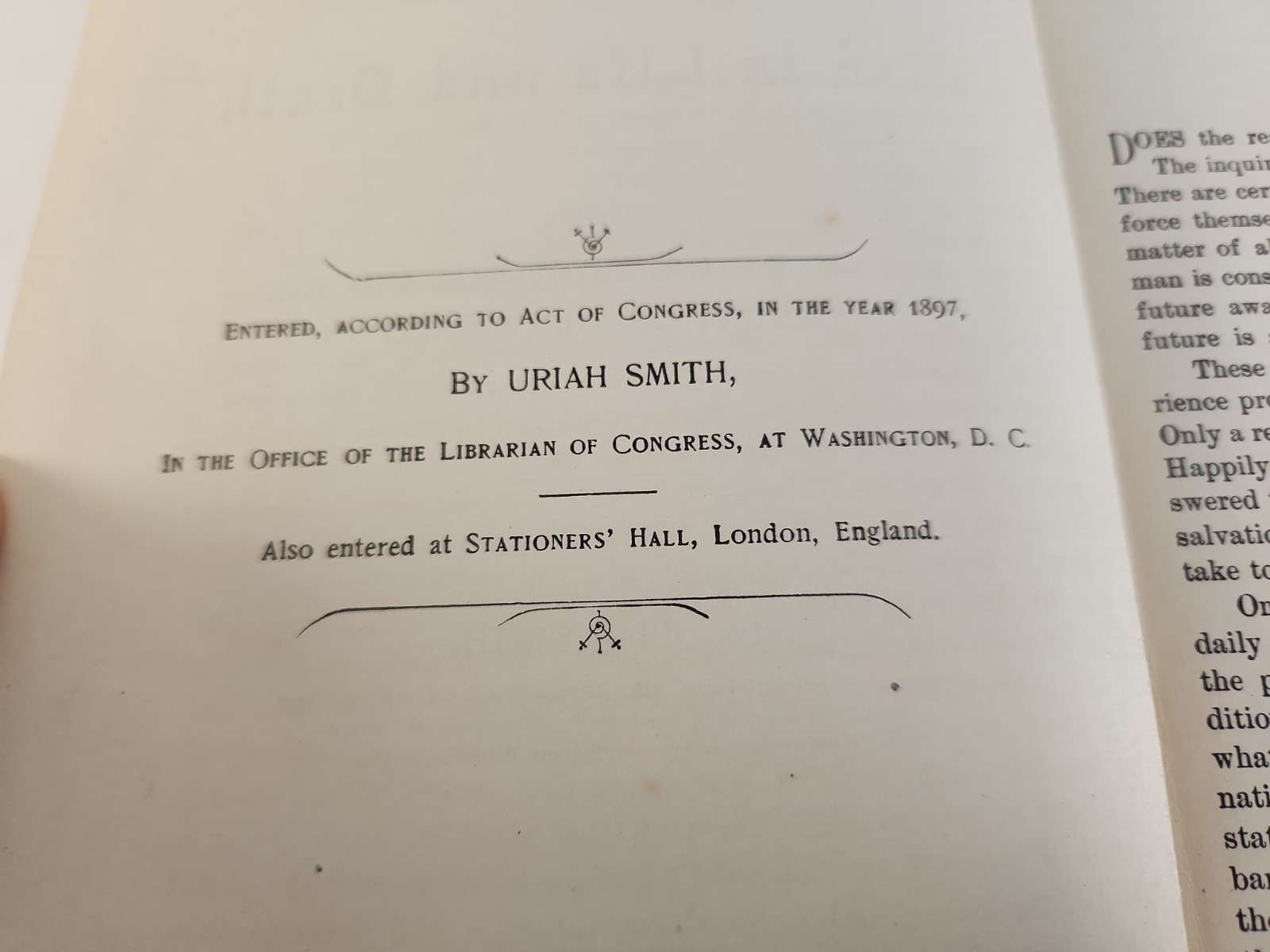 Here and Hereafter or Man In Life and Death, Uriah Smith – HC 1897 Rare Antique