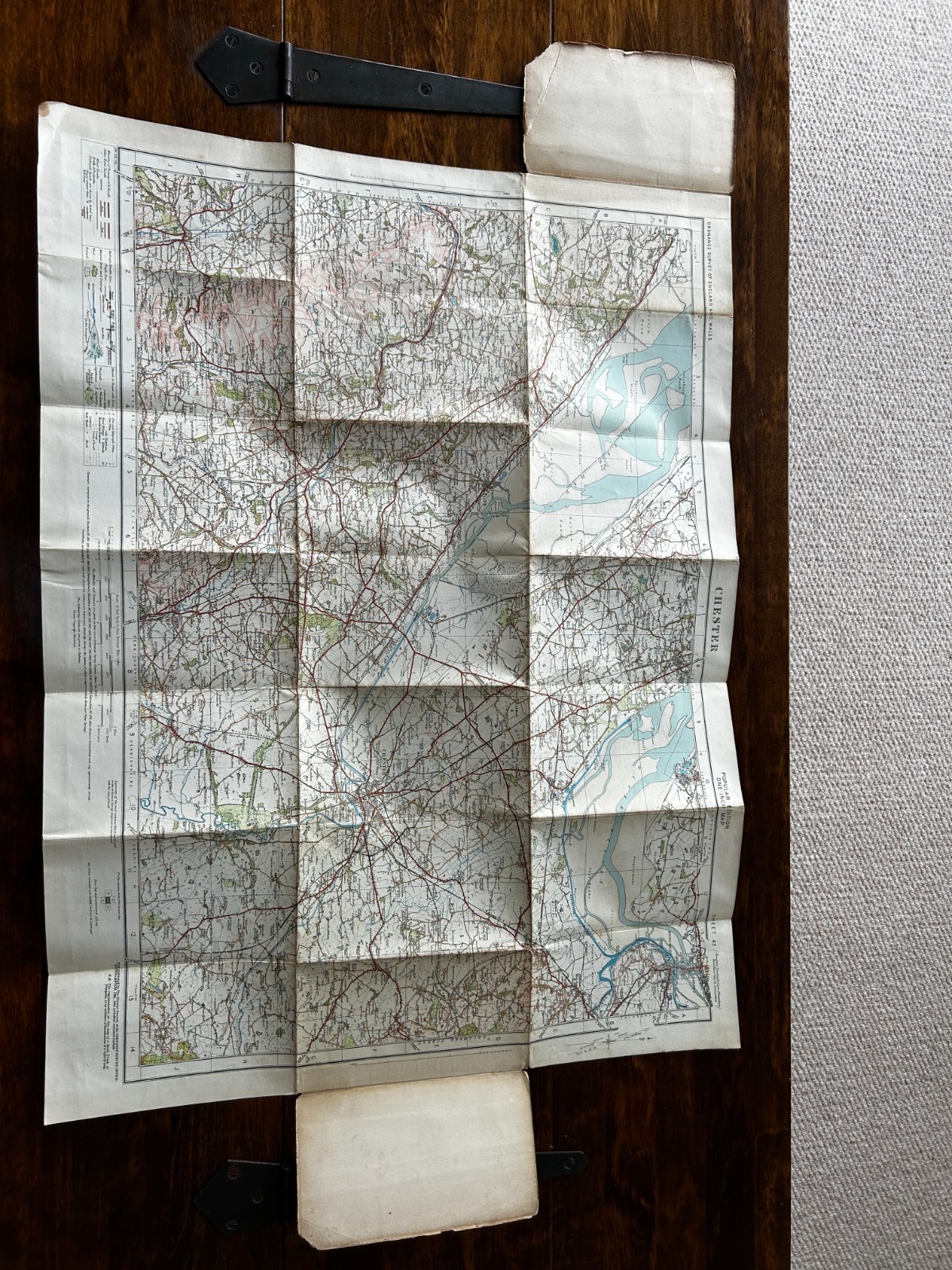 Vintage 1930s Ordnance Survey 1 Inch Contoured Road Map Of Chester