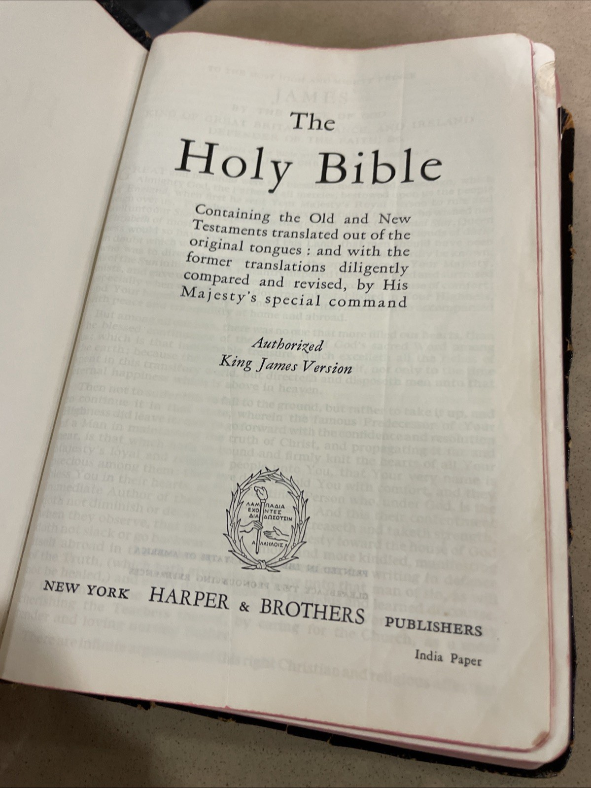 The Holy Bible King James Version Red Letter Concordance Harper & Brothers 1951