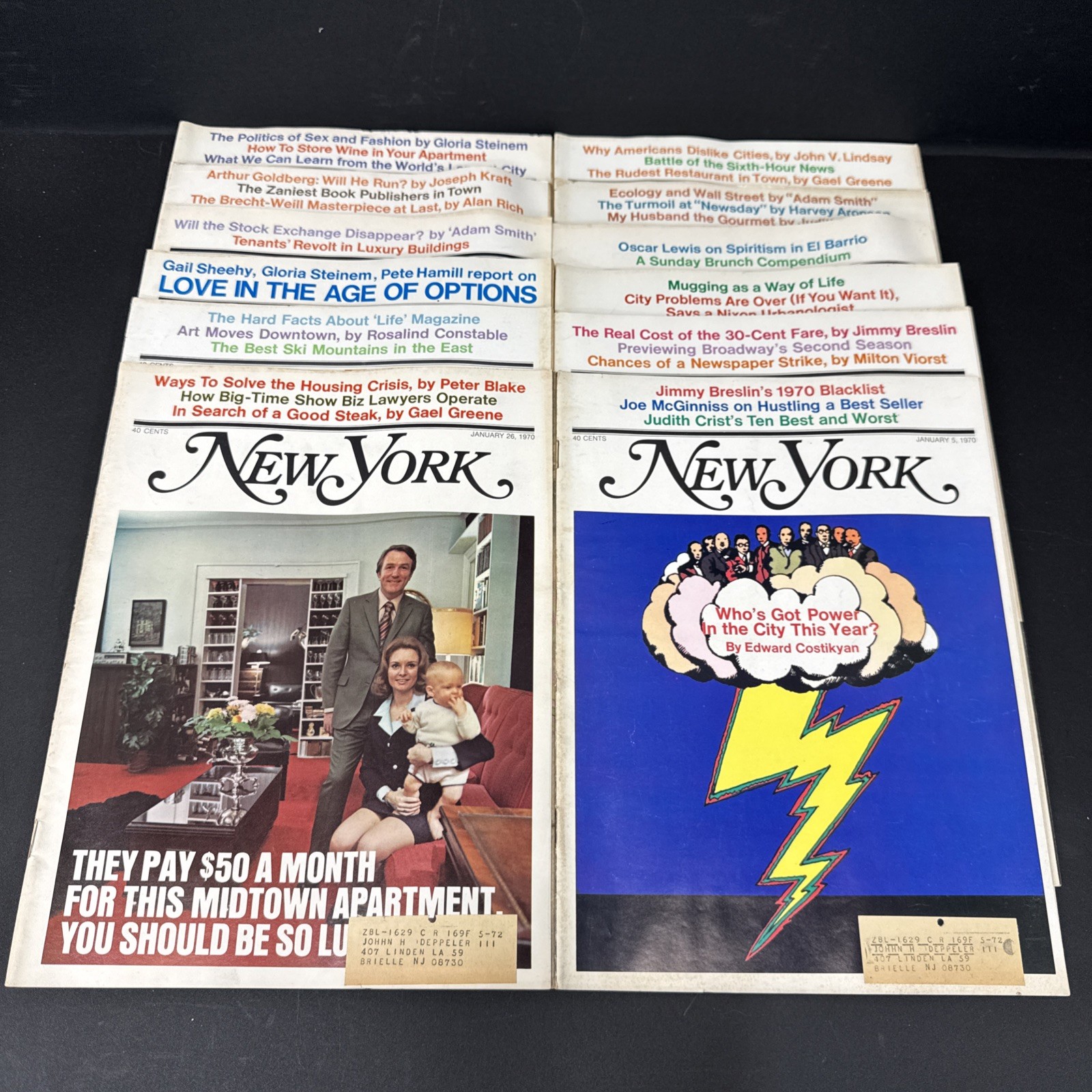 Vintage New York Magazines/ Lot Of 12 (Jan, Feb, March 1970)