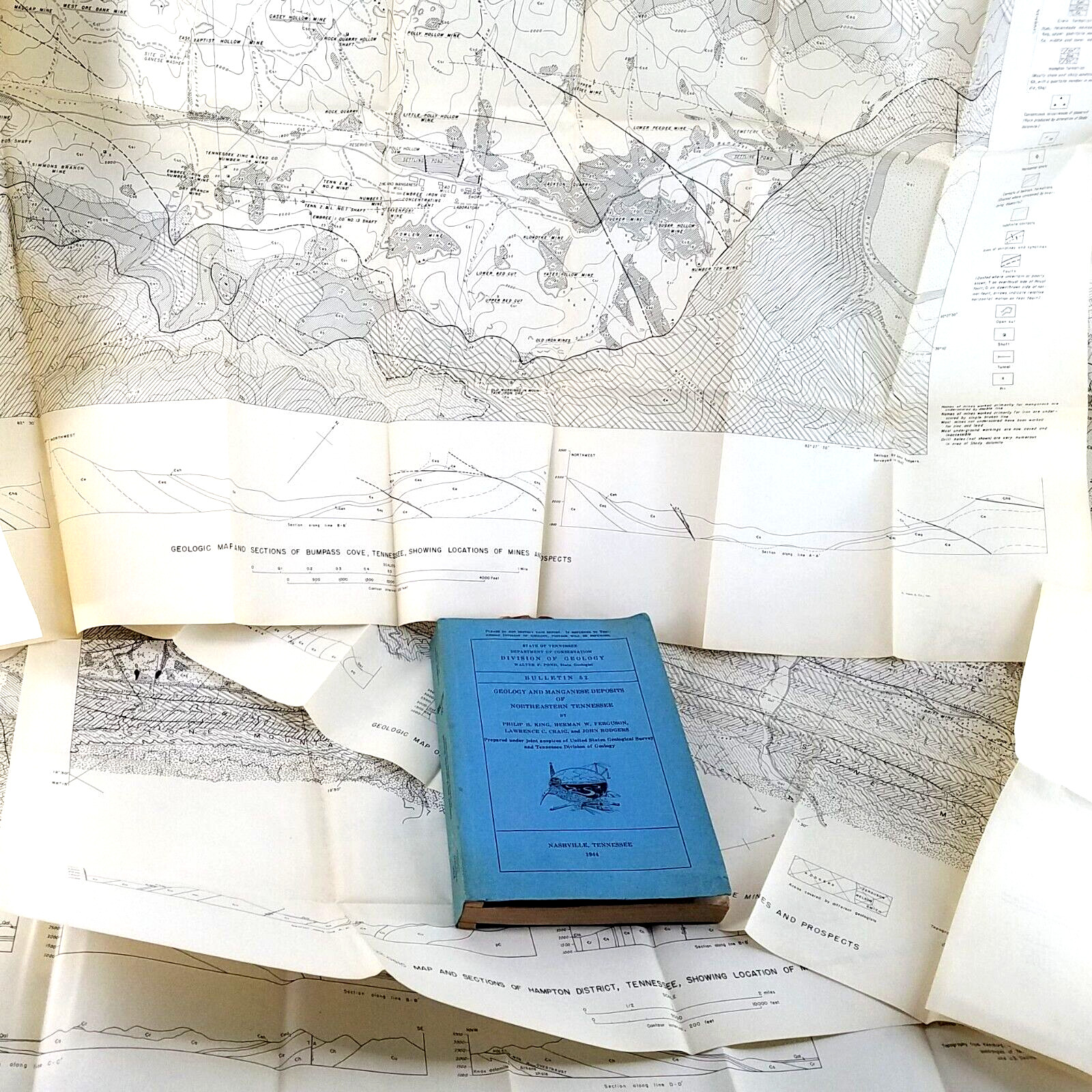 1944 Tennessee Div. of Geology: Manganese Deposits Northeastern TN w/ Maps