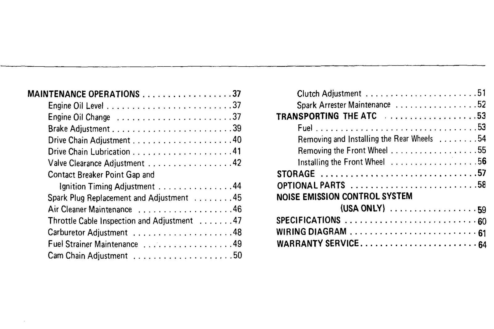 1984 Honda ATC70 Owner’s Manual 66 Pages