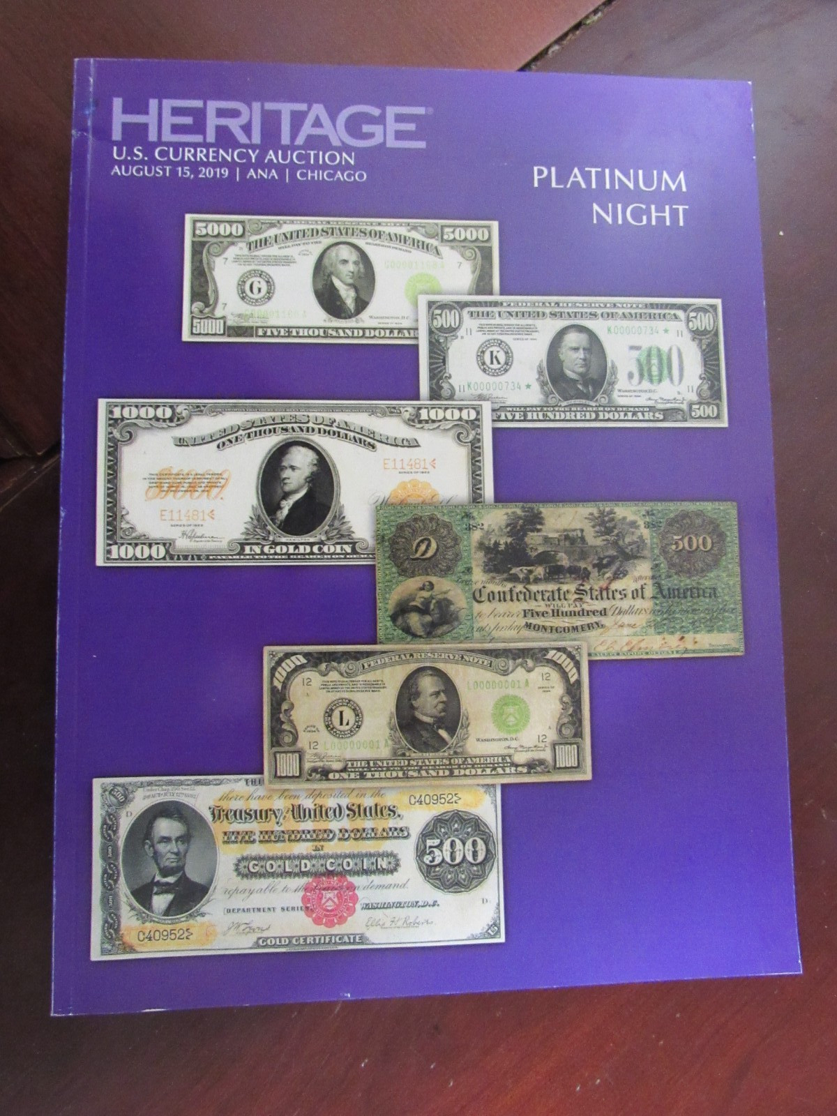 Heritage: 2019 Platinum Night U. S. Currency Auction, Total 85 Pages