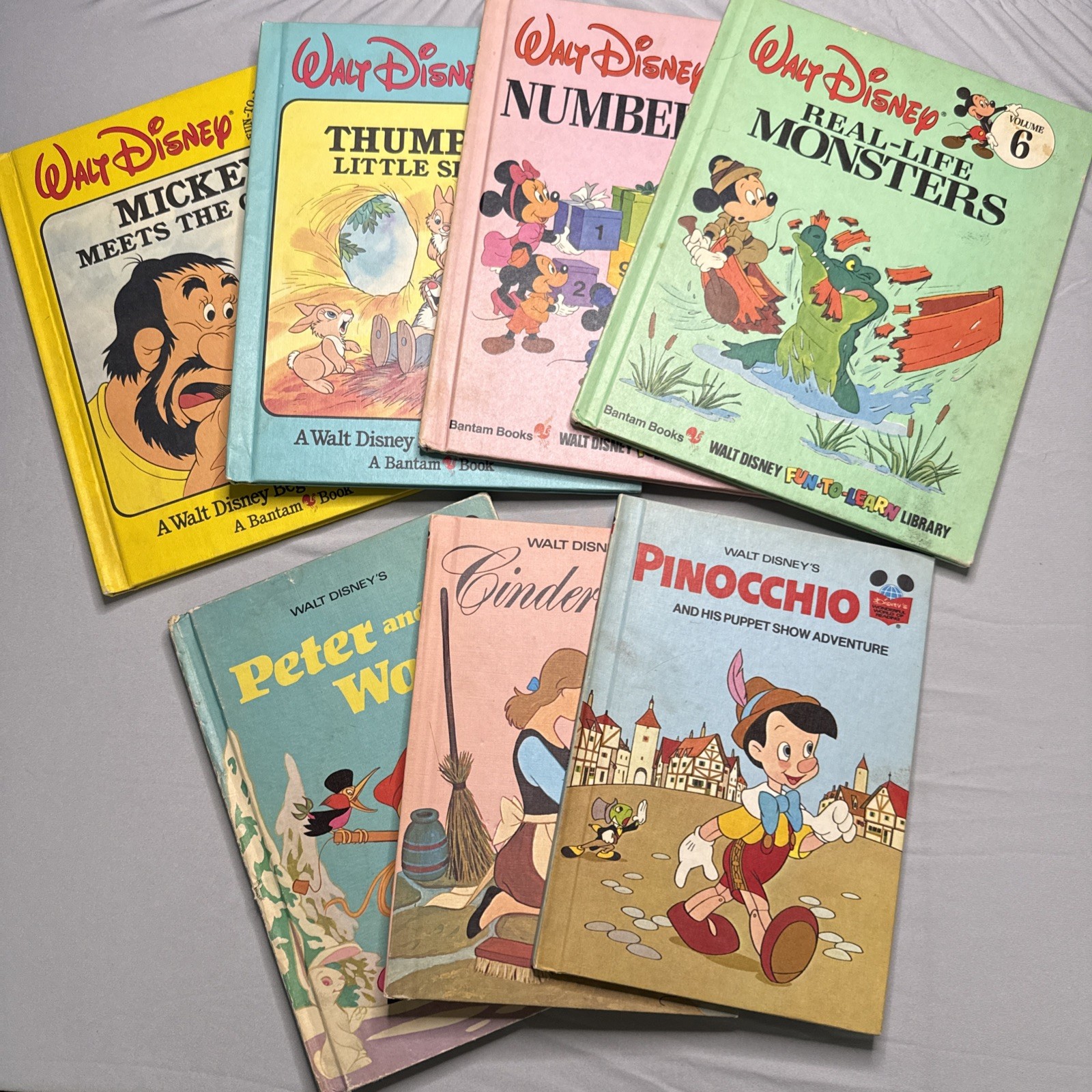 Mixed Lot of 7 Vintage Walt Disney Fun-to-Learn/Read Library Hardcover Books