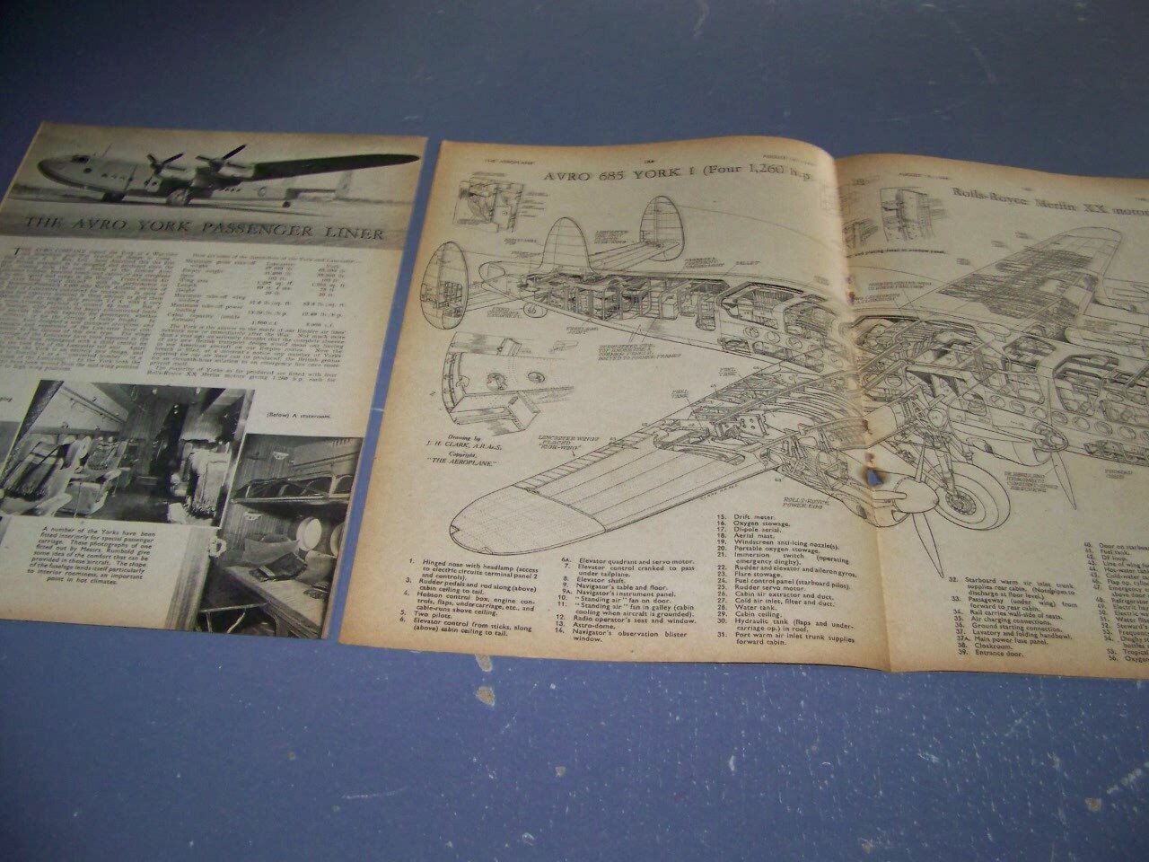 1944 AVRO YORK PASSENGER LINER..HISTORY/2-PAGE CUTAWAY/INTERIOR (776Y)