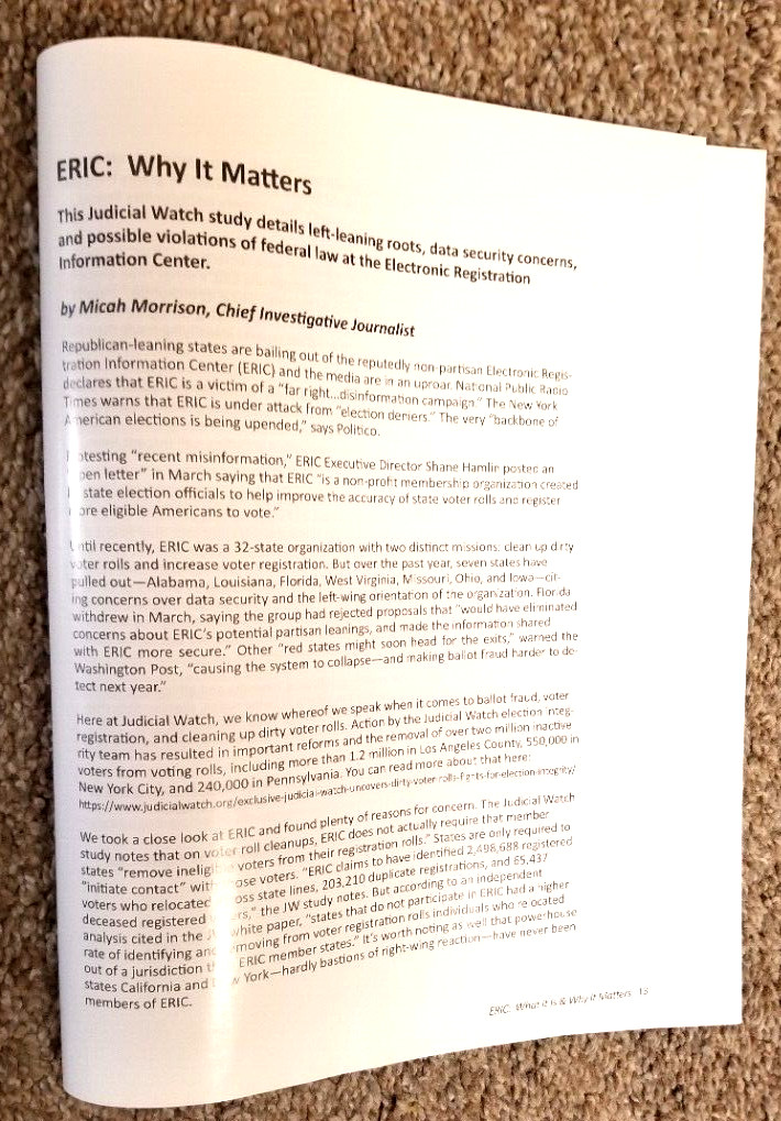 Judicial Watch Verdict February 2024, Issue 2 and Special Report ERIC-Jan. 2024