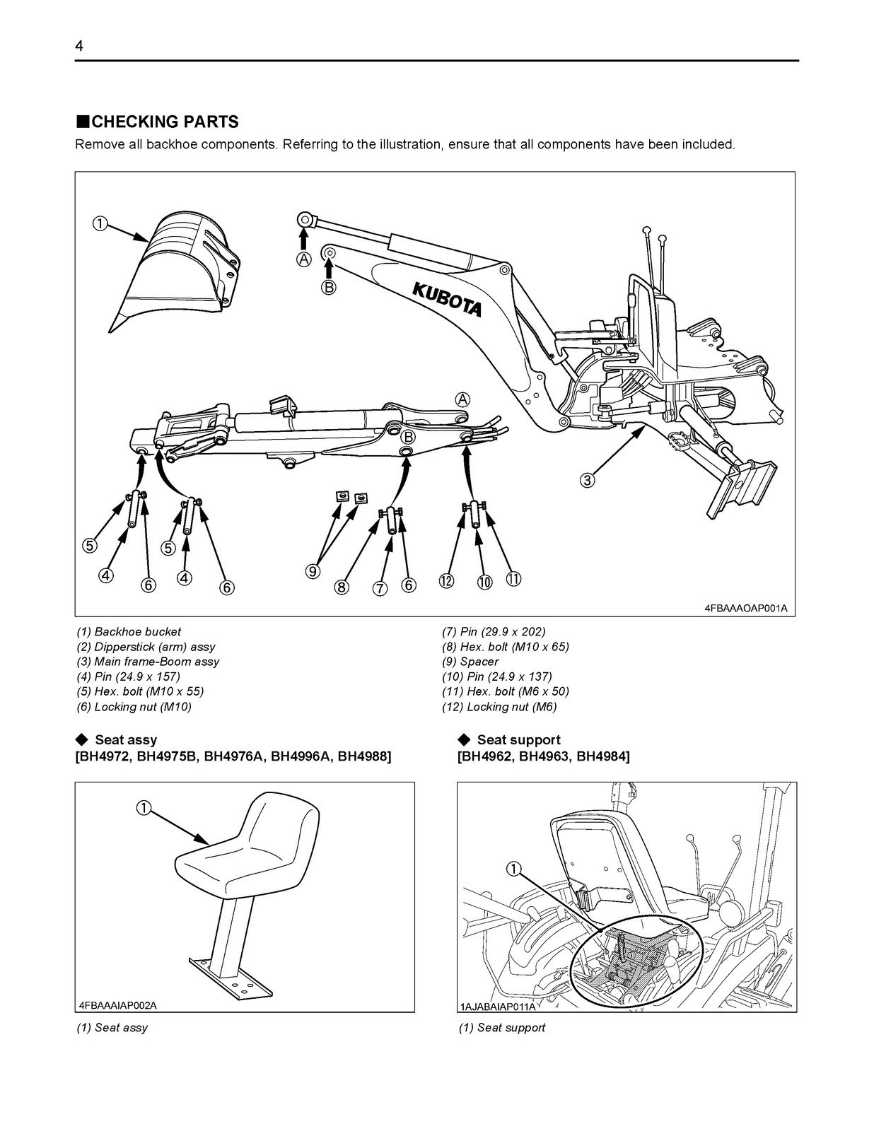 KUBOTA BH77 Backhoe Assembly Instruction Manual – SPIRAL FIXED – TOUGH COVERS