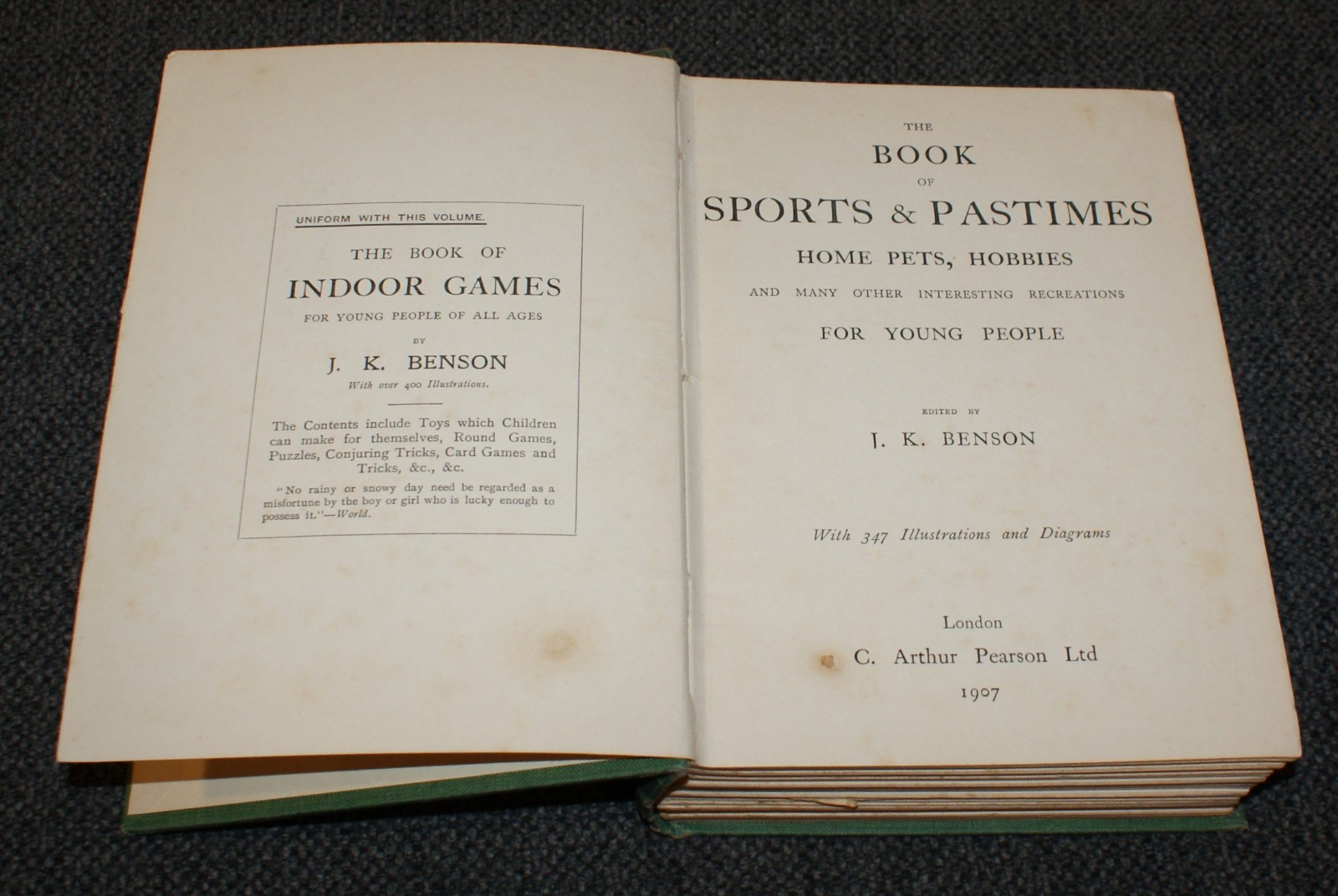 J. K. Benson The Book Of Sport & Pastimes for Young People 1907