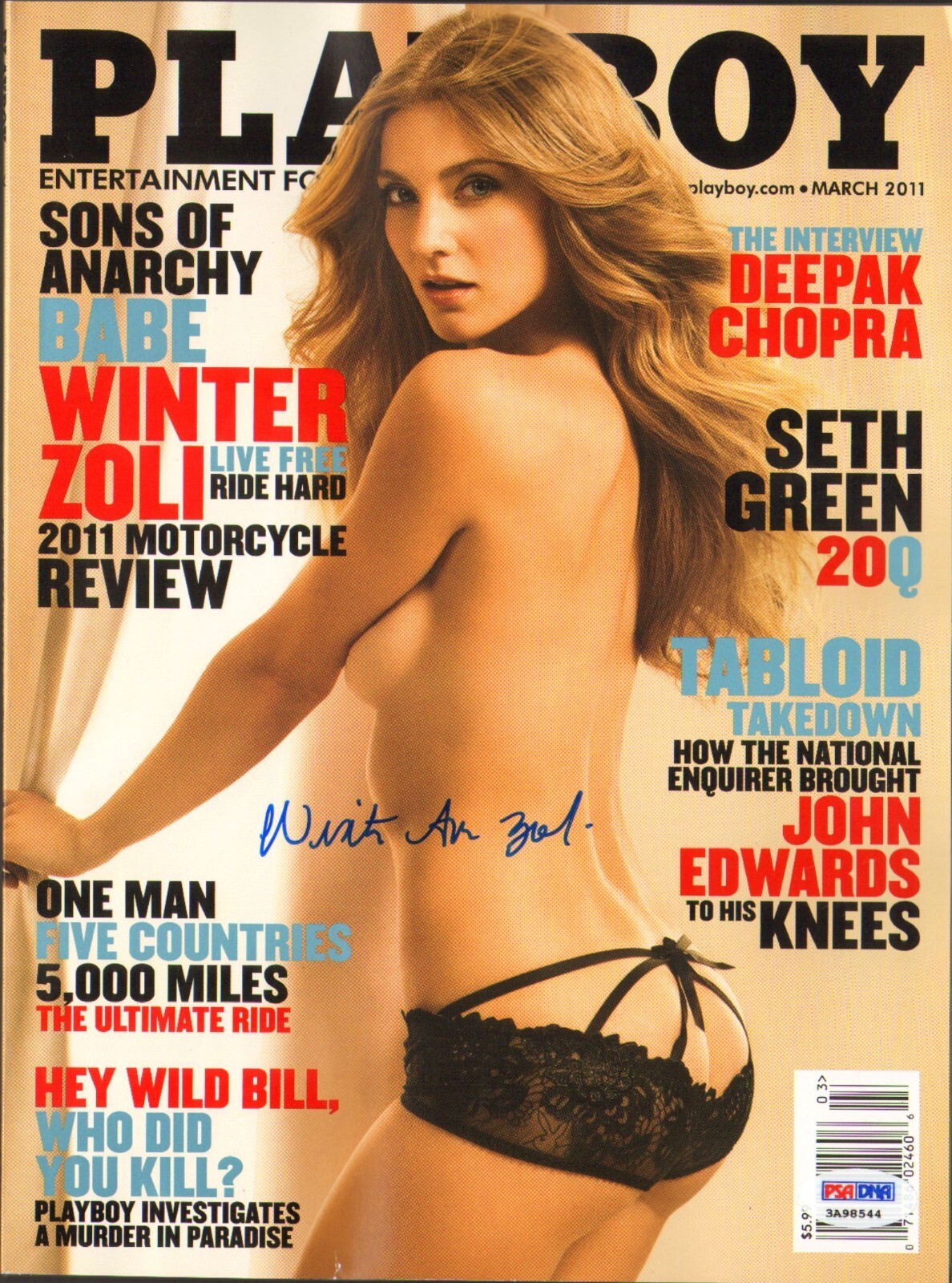 Winter Ave Zoli Signed March 2011 Playboy Magazine PSA/DNA COA Sons of Anarchy
