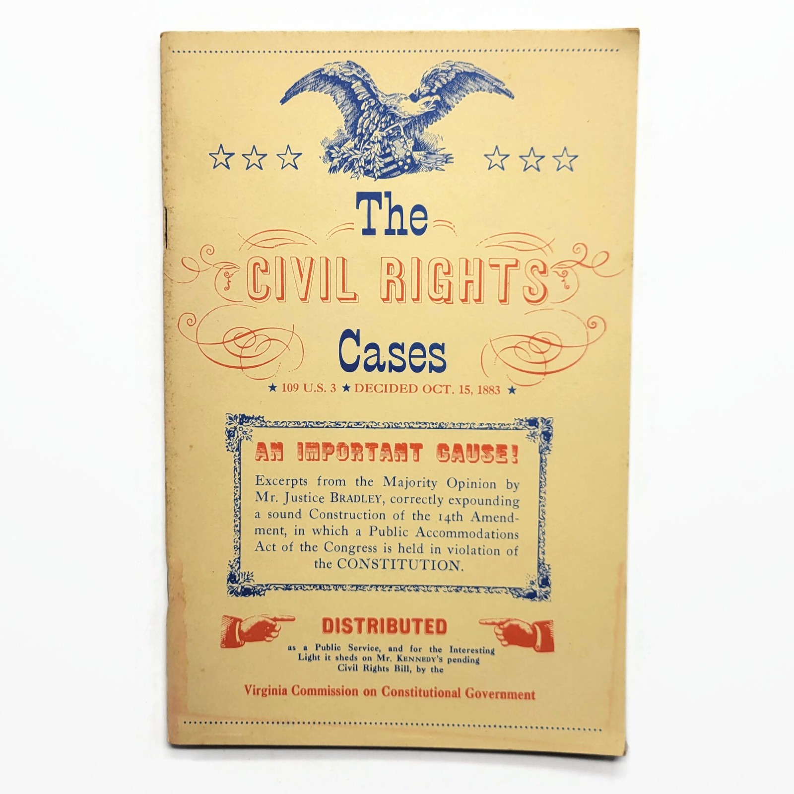 1963 Virginia Commission Civil Rights Cases 1883 Supreme Court Reprint Booklet
